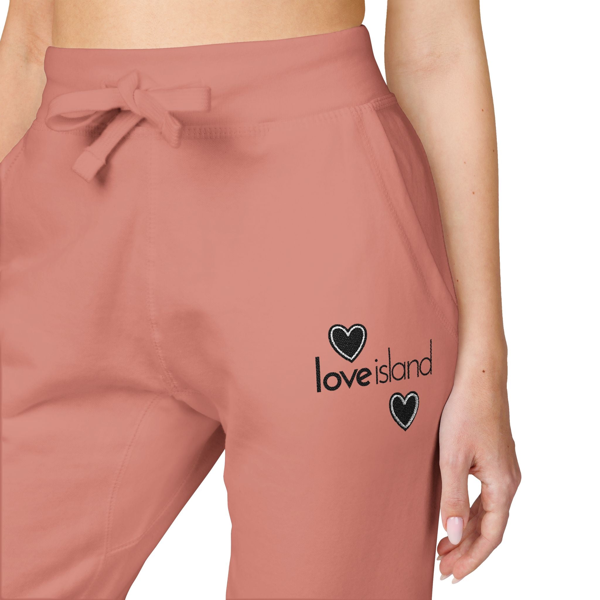 Love Island Embroidered Sweatpants — Cozy Fleece Joggers