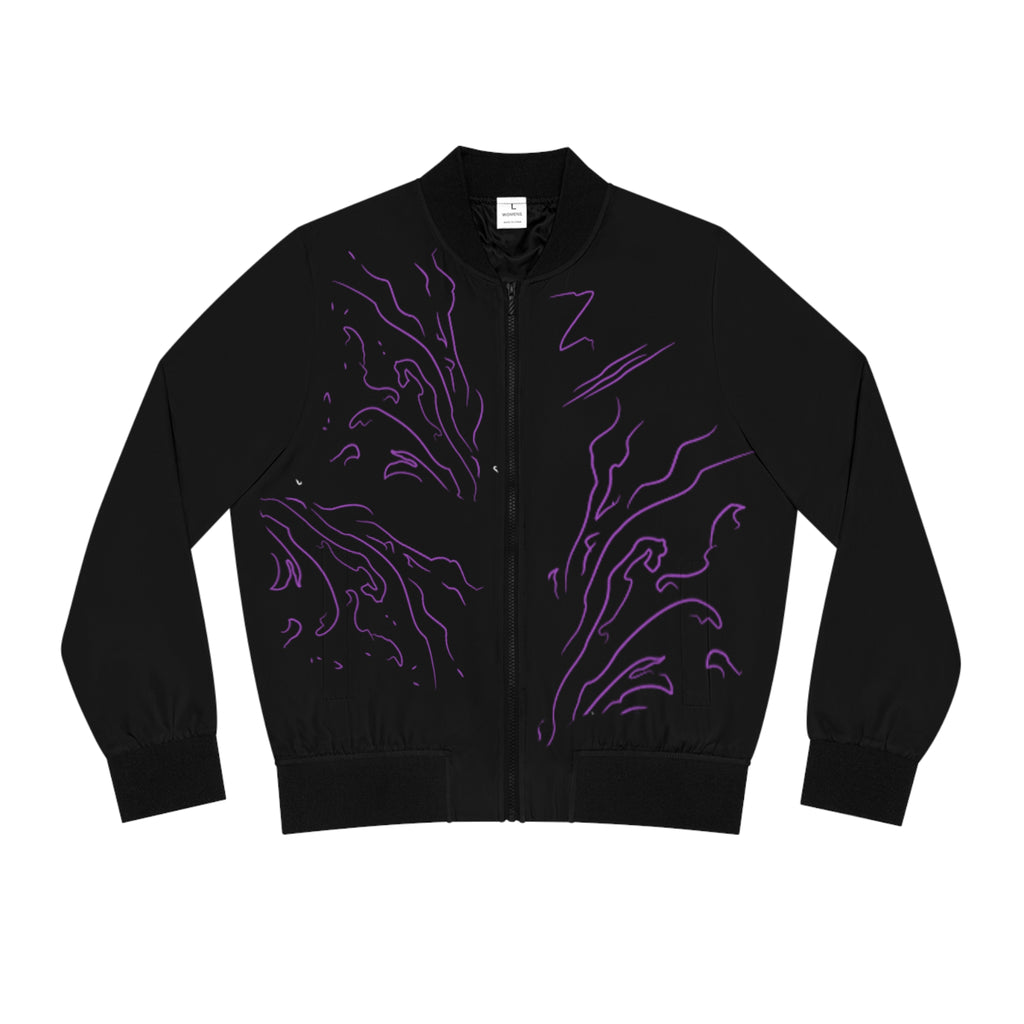Anime solo leveling Swordswoman Bomber Jacket — Black & Purple Graphic