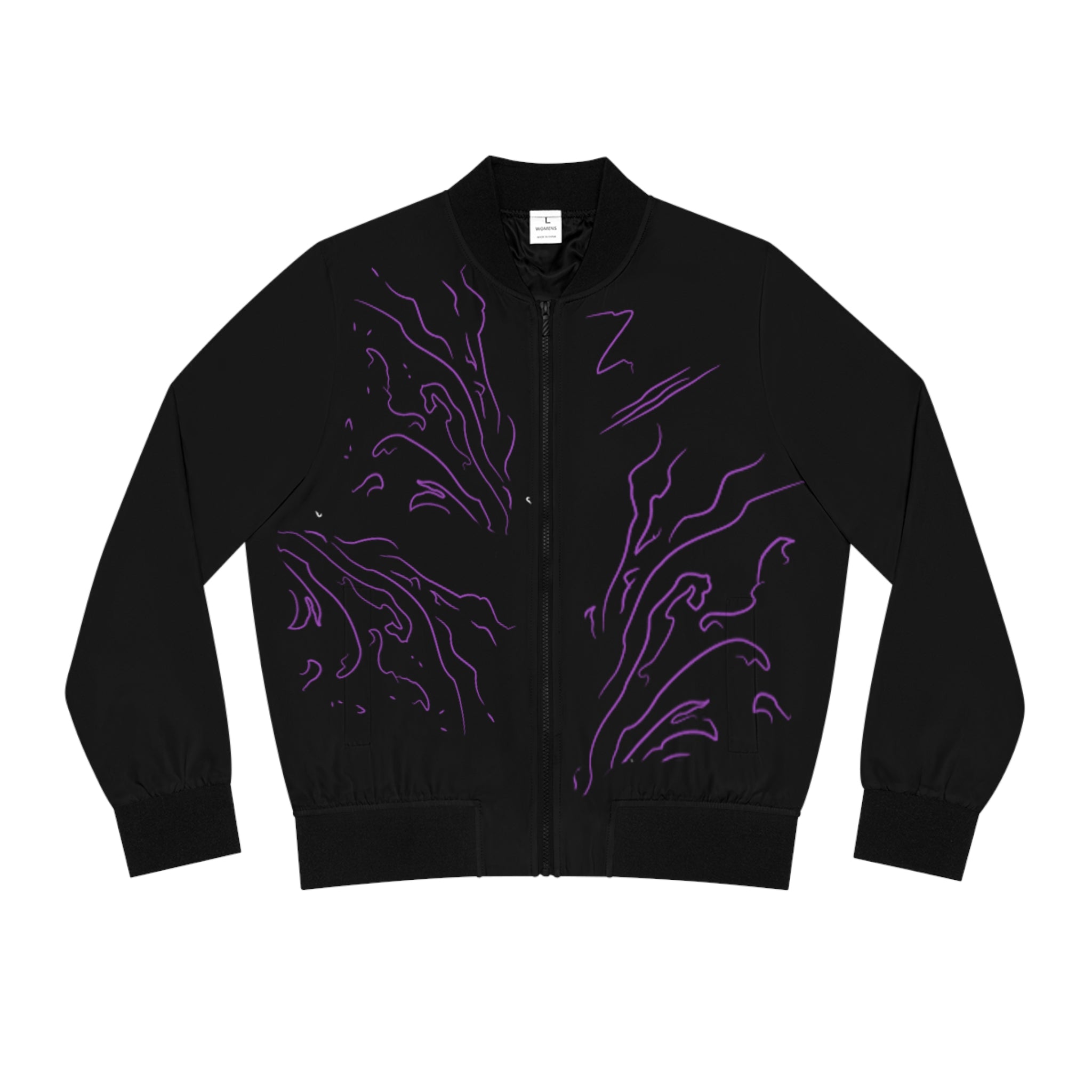 Anime solo leveling Swordswoman Bomber Jacket — Black & Purple Graphic