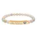 Engravable Natural Stone Bead Bar Bracelet — Personalized Heart Accent