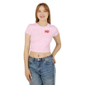 Women's Baby Tee — 'BAD' Red Logo Crop Top with Retro Dance Graphic