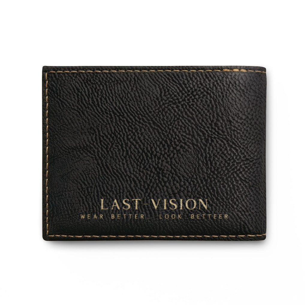 Bi-Fold Wallet — Minimal Leather Flip Wallet with "Last Vision" Logo