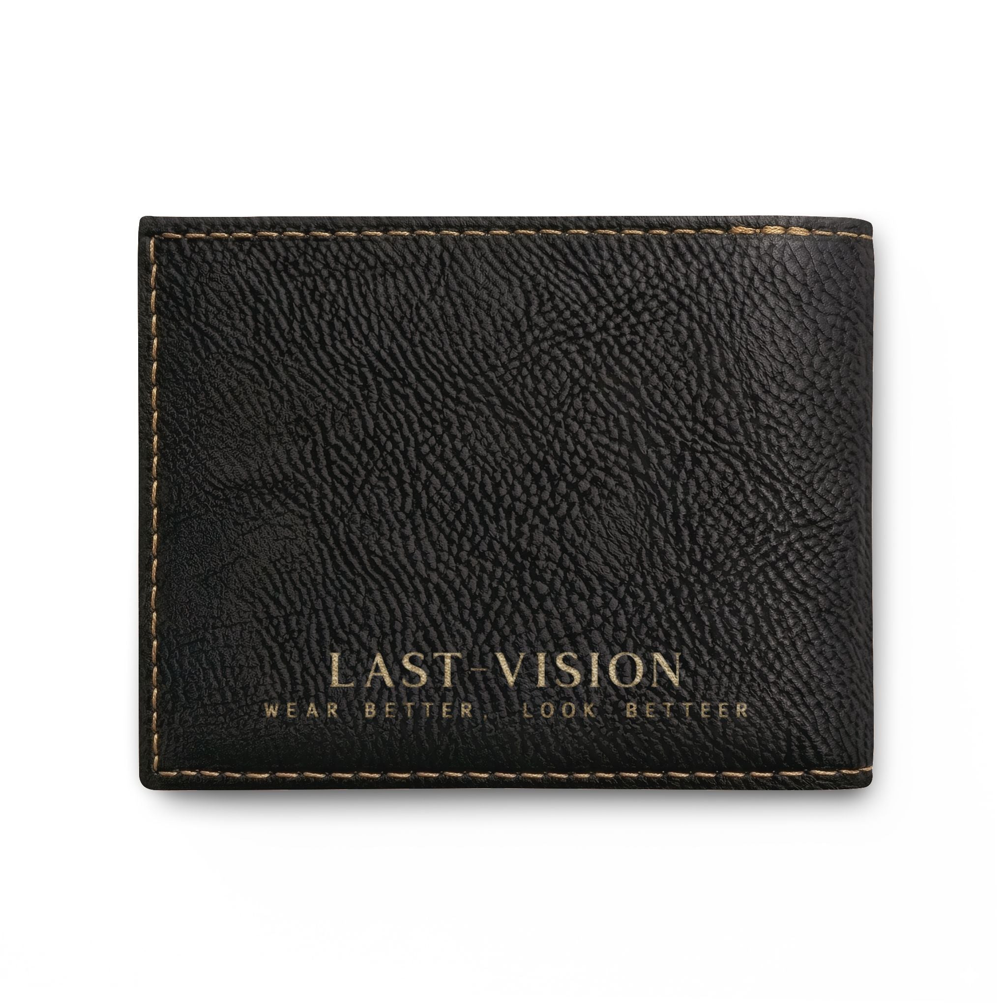 Bi-Fold Wallet — Minimal Leather Flip Wallet with "Last Vision" Logo