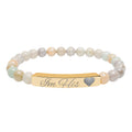 Engraved Natural Stone Stretch Bracelet — Personalized Bar with Heart