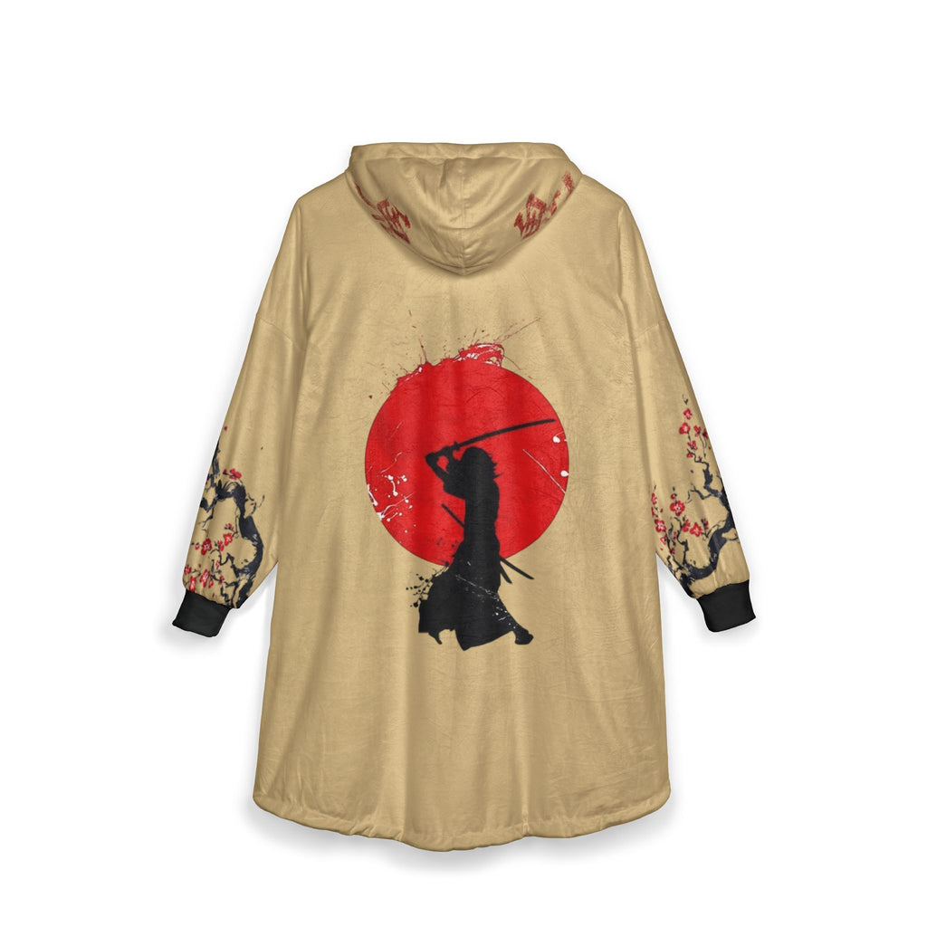 Samurai Dragon Hooded Blanket - Japanese Red Sun Warrior Design