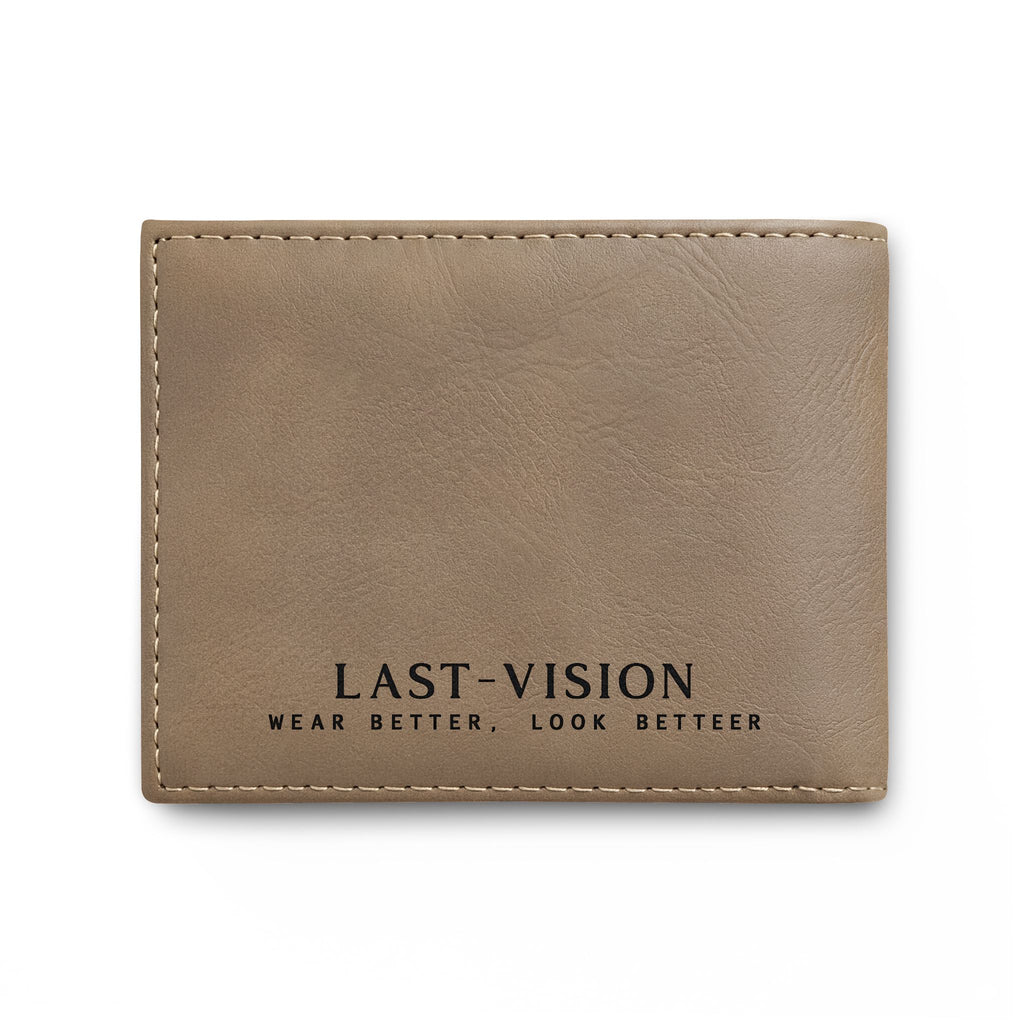 Bi-Fold Wallet — Minimal Leather Flip Wallet with "Last Vision" Logo