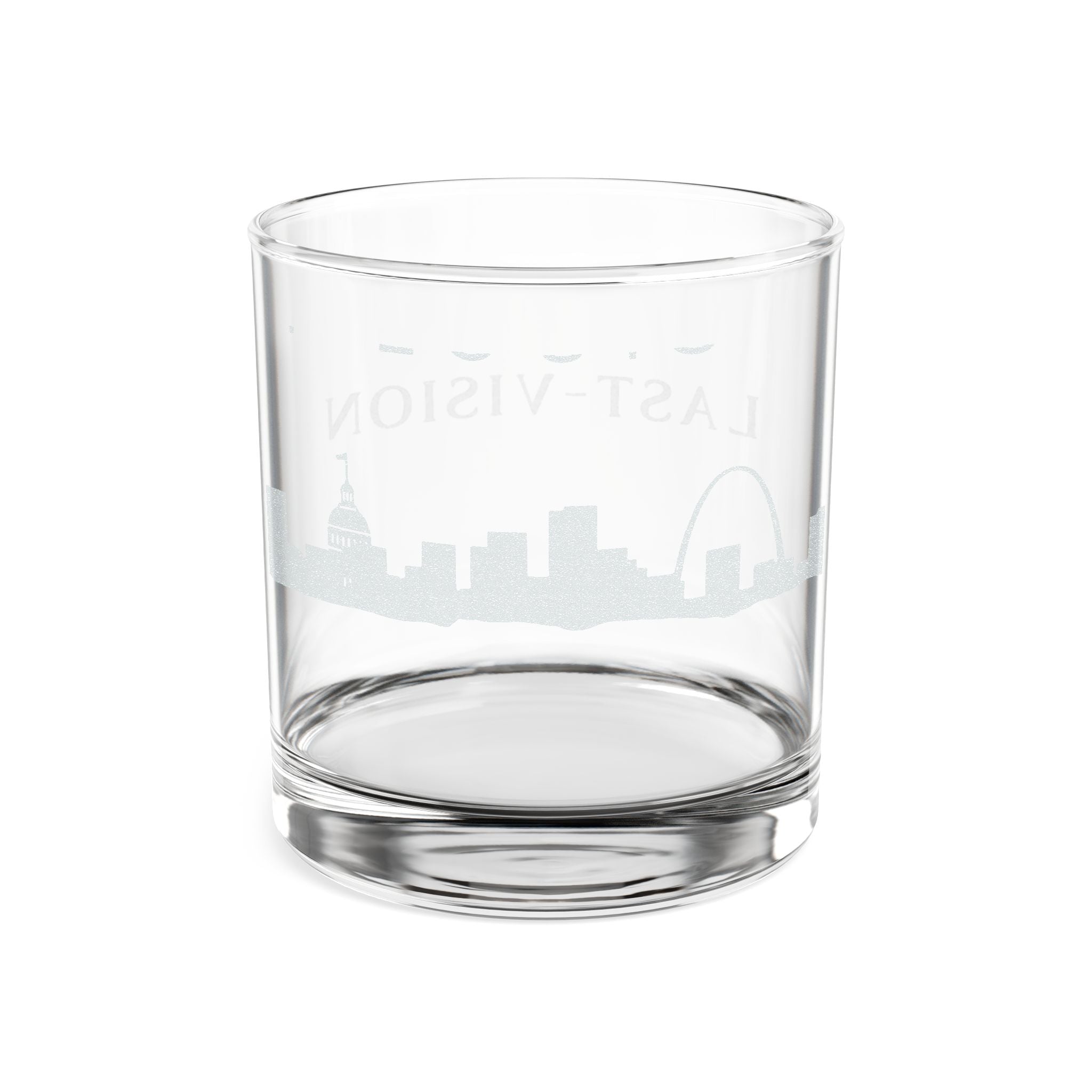 Engraved City Skyline Rocks Glass — 10oz Whiskey Tumbler ("Last Vision")