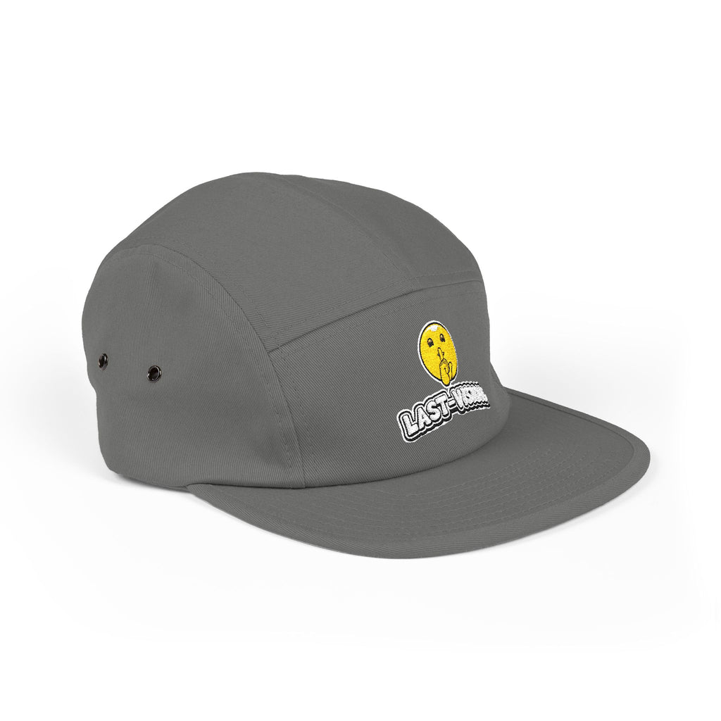 Last Vision Embroidered 5-Panel Cap — Retro Smiley Patch