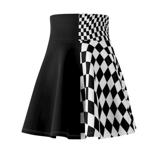 Checkerboard Contrast Skirt — Black & White Retro Pattern
