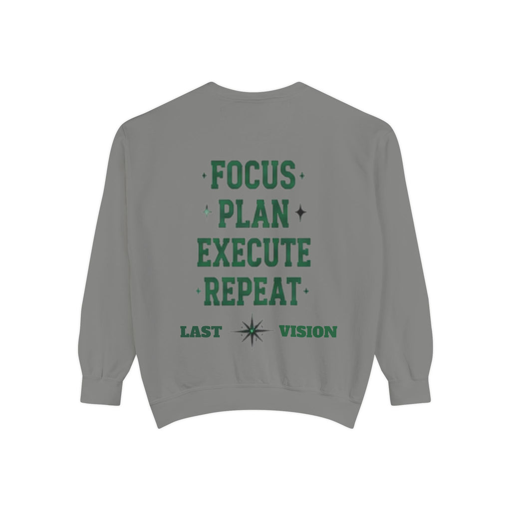 Discipline Sweatshirt — 'Discipline' Angel Graphic with 'Focus Plan Execute Repeat' Motivational Back