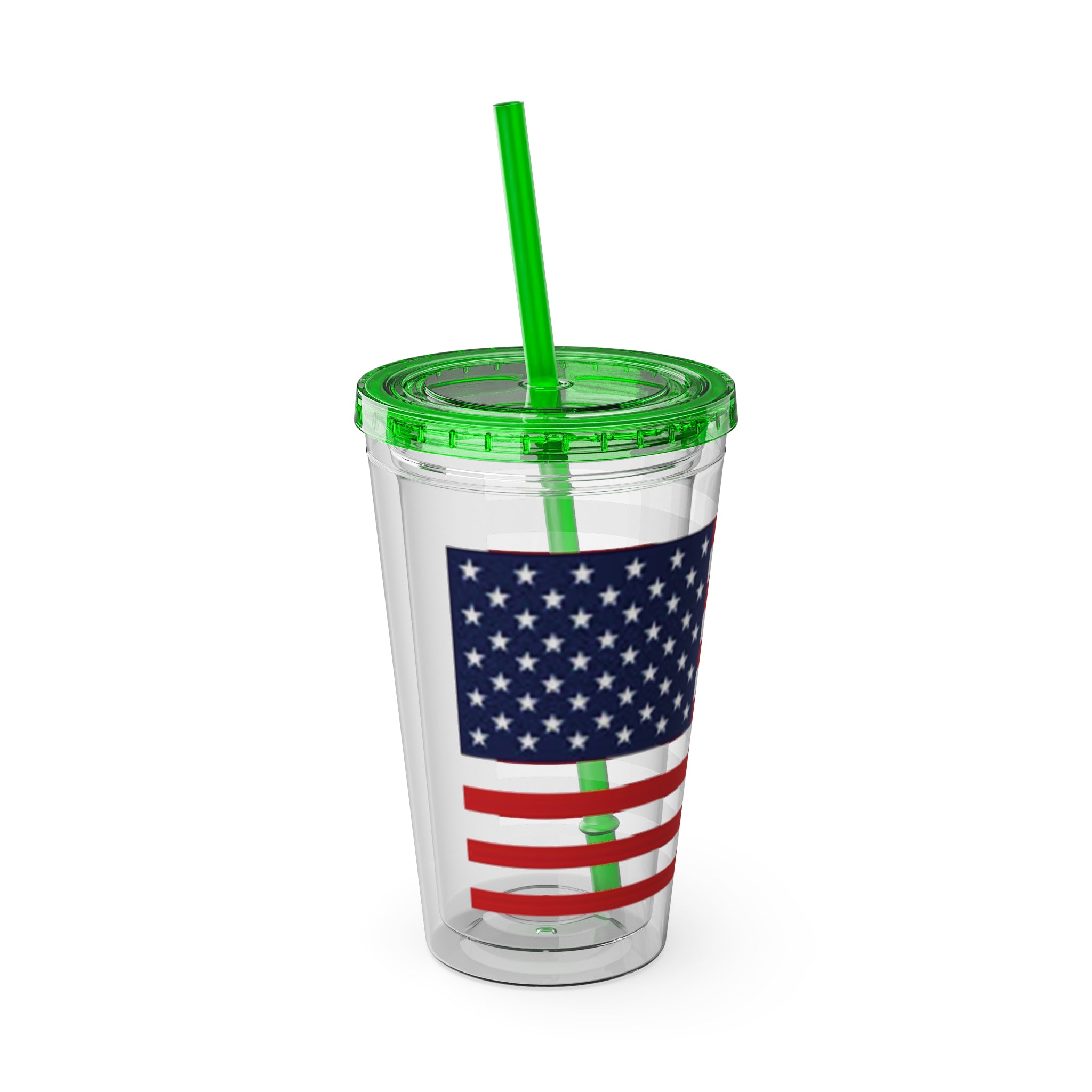 American Flag 16oz Tumbler with Straw – Patriotic USA Travel Cup