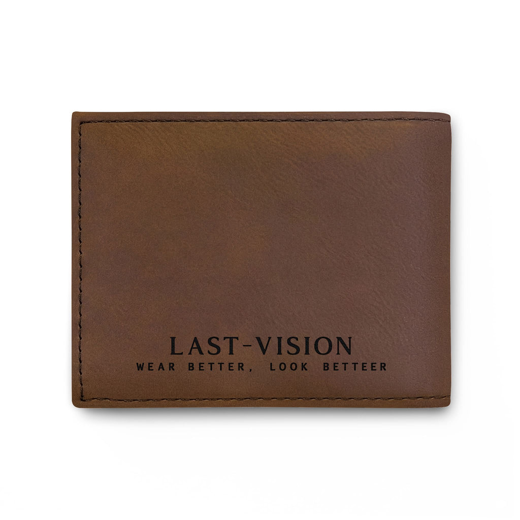 Bi-Fold Wallet — Minimal Leather Flip Wallet with "Last Vision" Logo