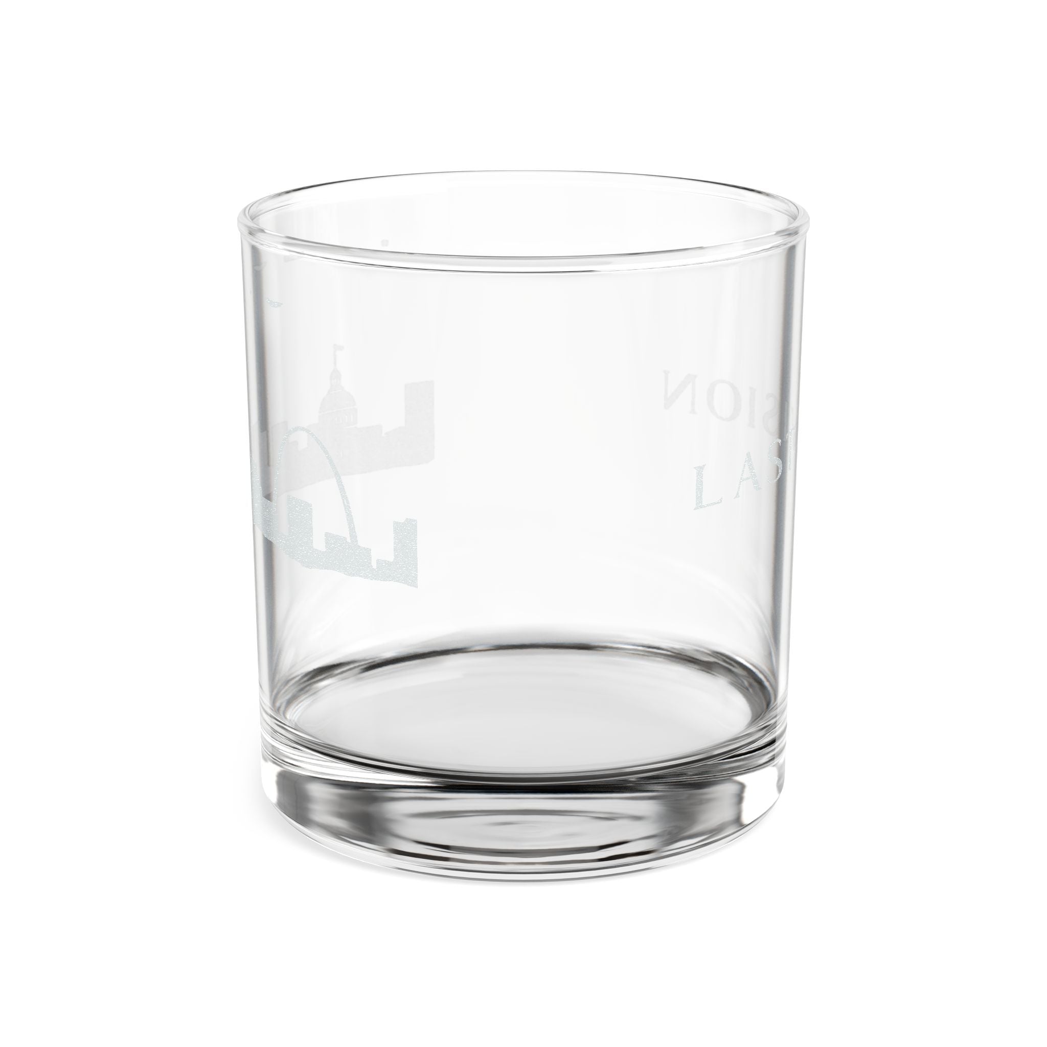 Engraved City Skyline Rocks Glass — 10oz Whiskey Tumbler ("Last Vision")