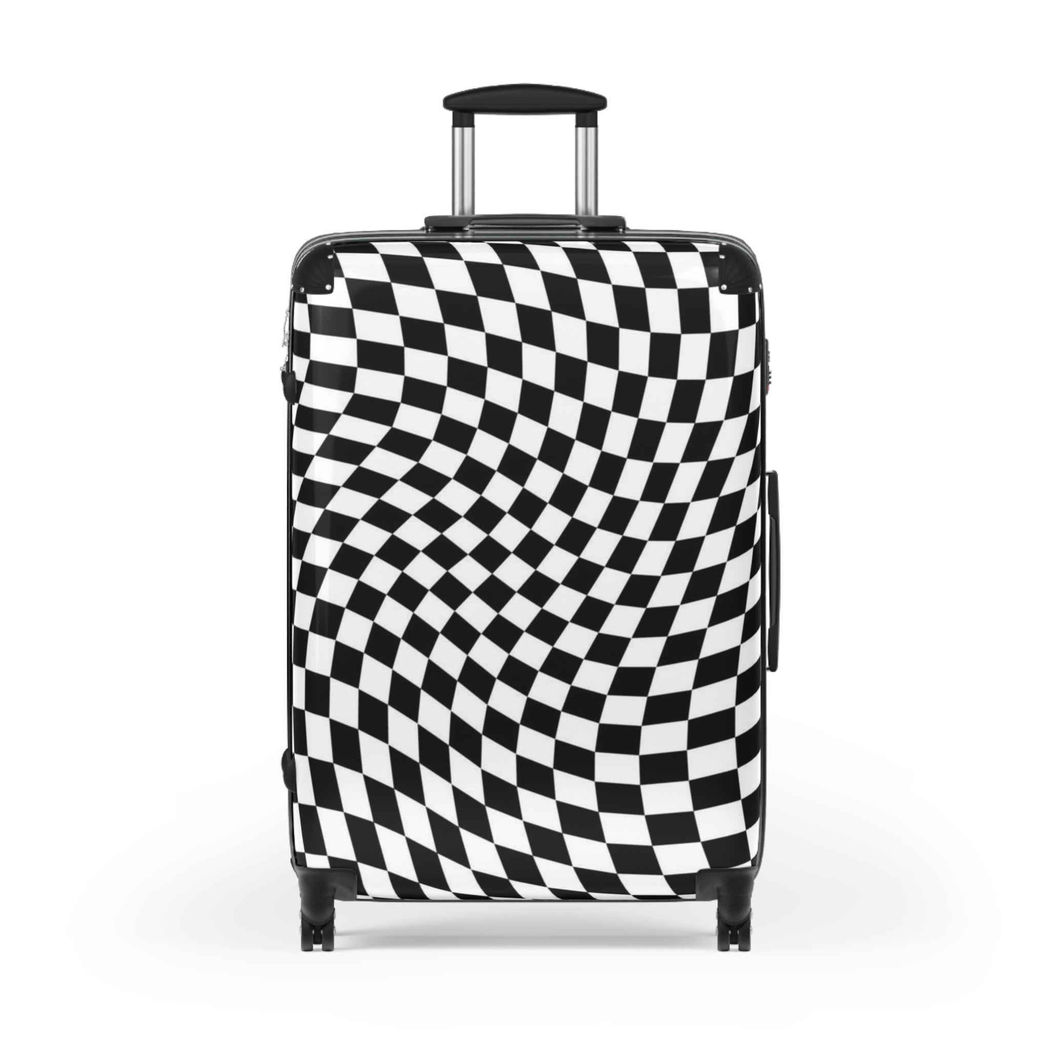 Checkerboard Optical-Illusion Suitcase — Travel Luggage
