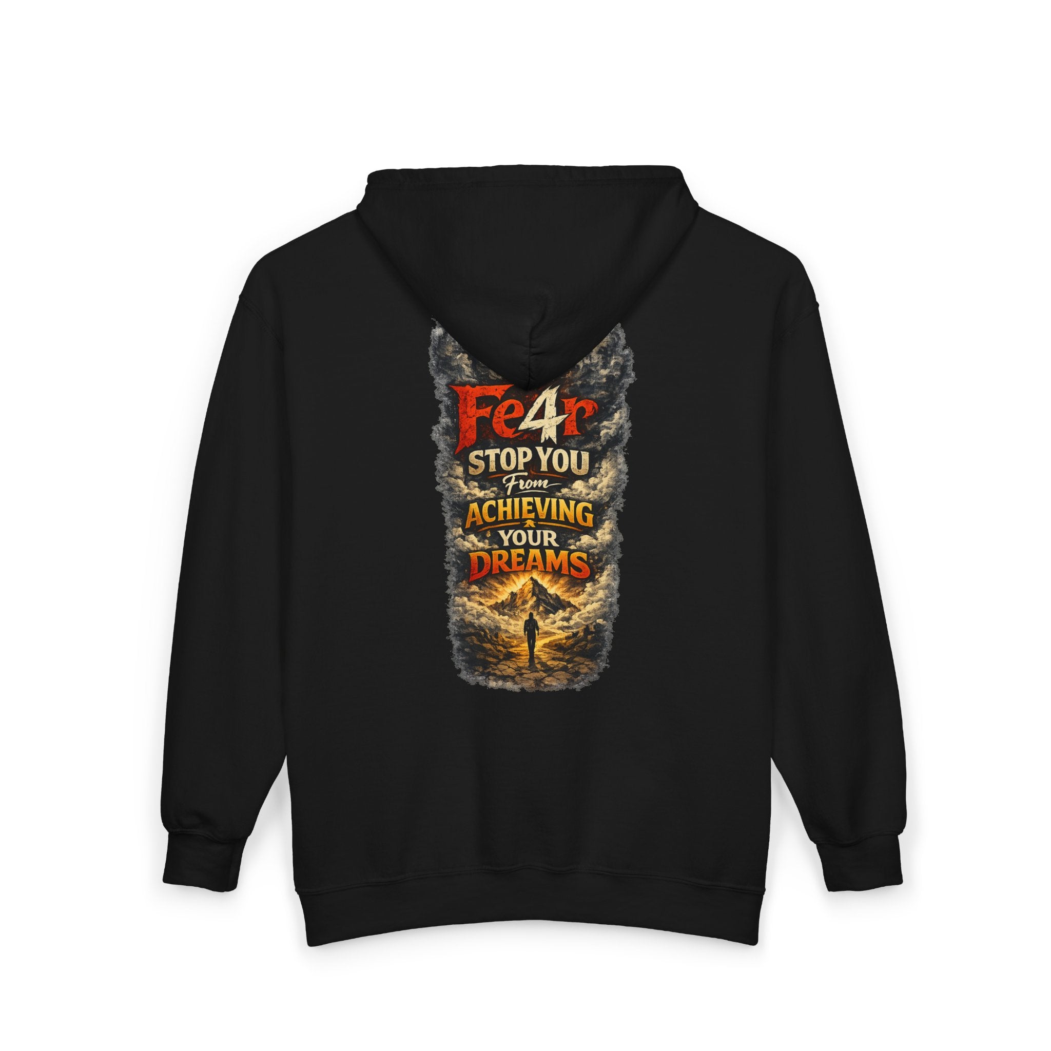 Full-Zip Hoodie — "Never Fear" Inspirational "Don't Let Fear Stop You" Motivational Zip-Up