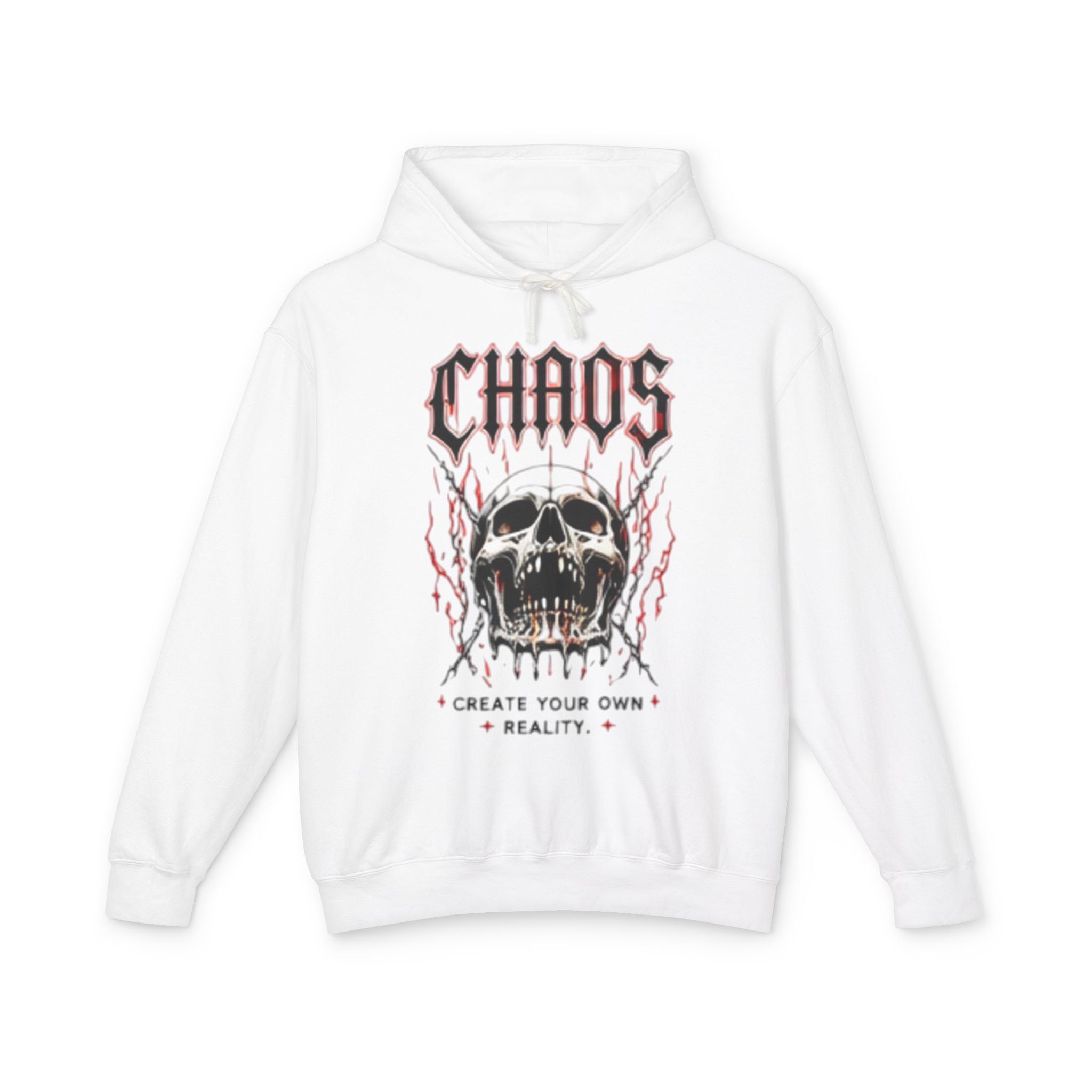 Chaos Skull & Rose Hoodie — Gothic Streetwear Pullover with "Chaos" Graphic