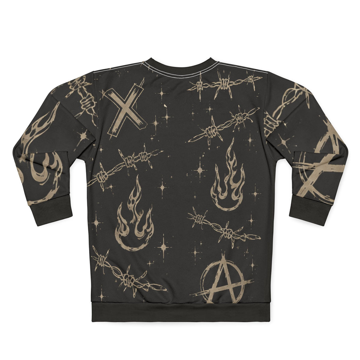 Nothing Lasts Forever Graphic Sweatshirt — Gothic Angel, Anarchy & Barbed Wire Design