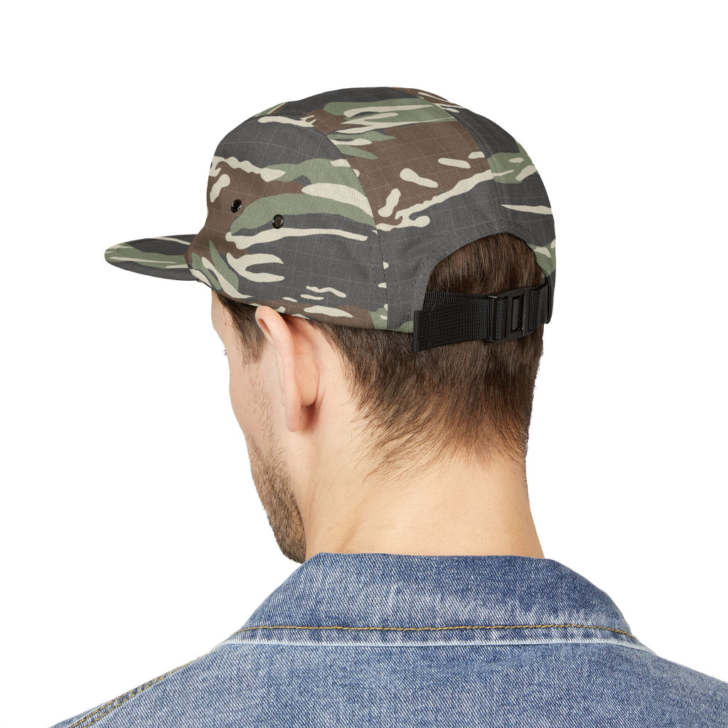 Last Vision Embroidered 5-Panel Cap — Retro Smiley Patch