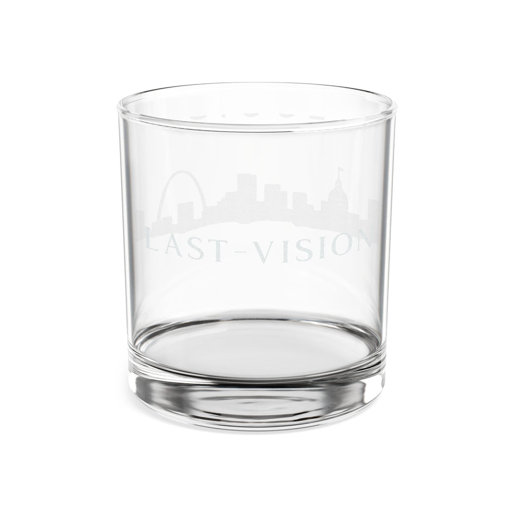 Engraved City Skyline Rocks Glass — 10oz Whiskey Tumbler ("Last Vision")
