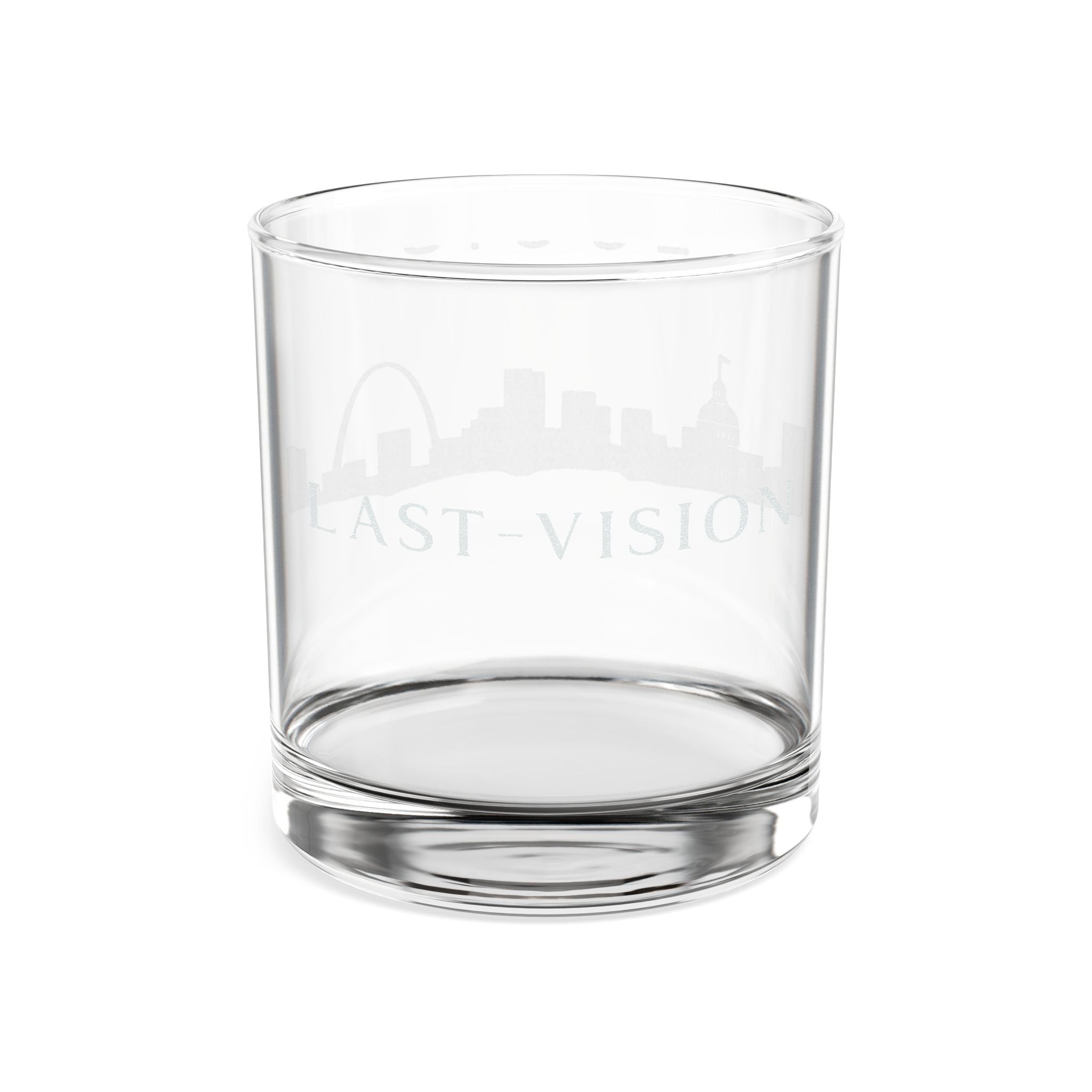 Engraved City Skyline Rocks Glass — 10oz Whiskey Tumbler ("Last Vision")