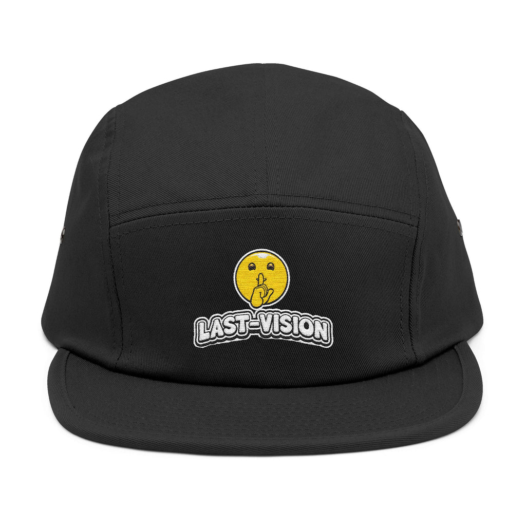 Last Vision Embroidered 5-Panel Cap — Retro Smiley Patch