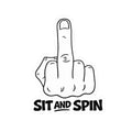 Sticker — 'Sit and Spin' Middle Finger Kiss-Cut Sticker (Funny Rude Graphic)
