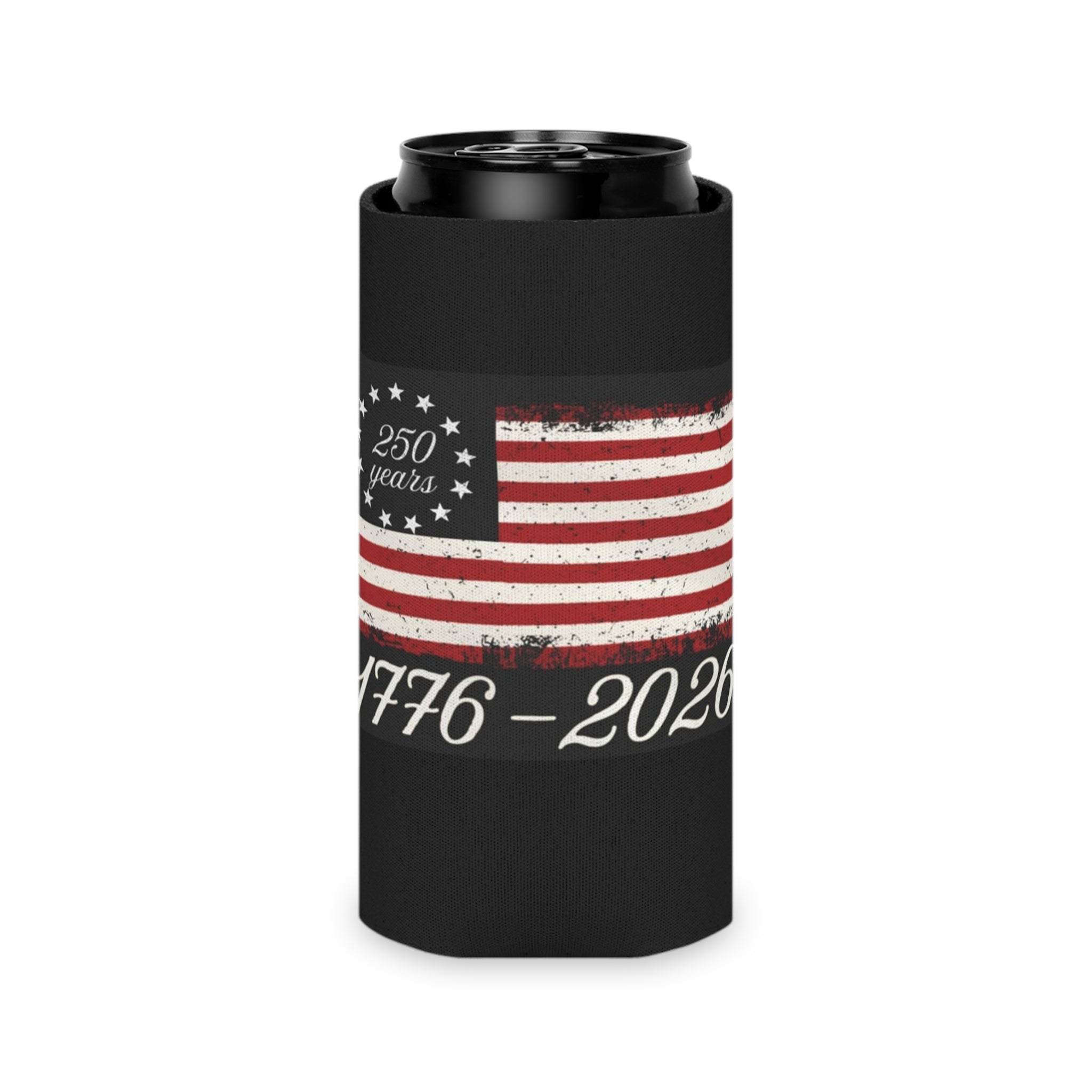 250 Years American Flag Can Cooler – 1776-2026 Patriotic Koozie