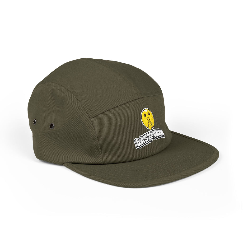 Last Vision Embroidered 5-Panel Cap — Retro Smiley Patch