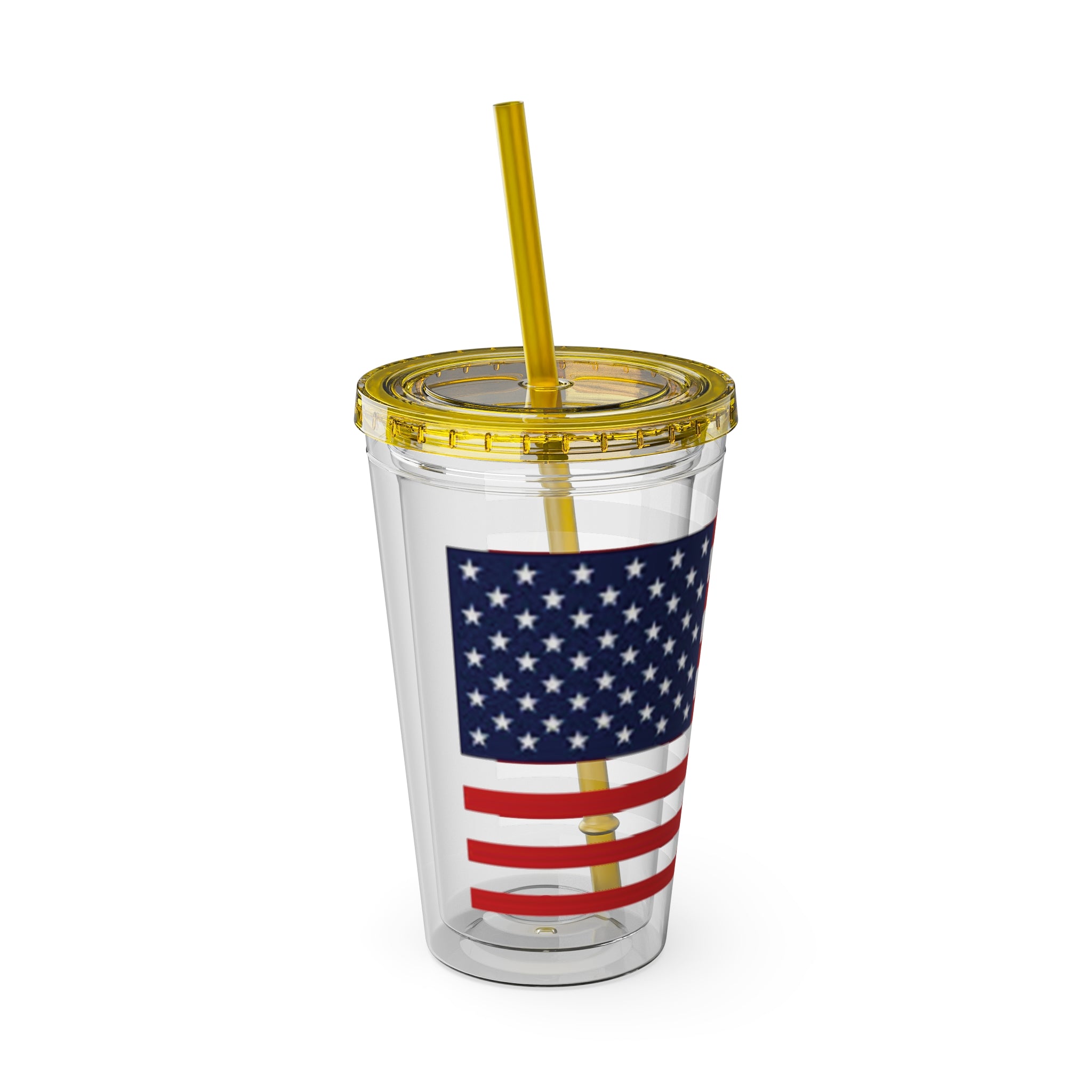 American Flag 16oz Tumbler with Straw – Patriotic USA Travel Cup