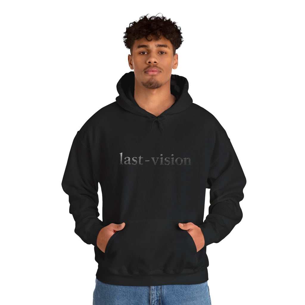 Last-Vision Minimalist Hoodie — Monochrome Logo Pullover