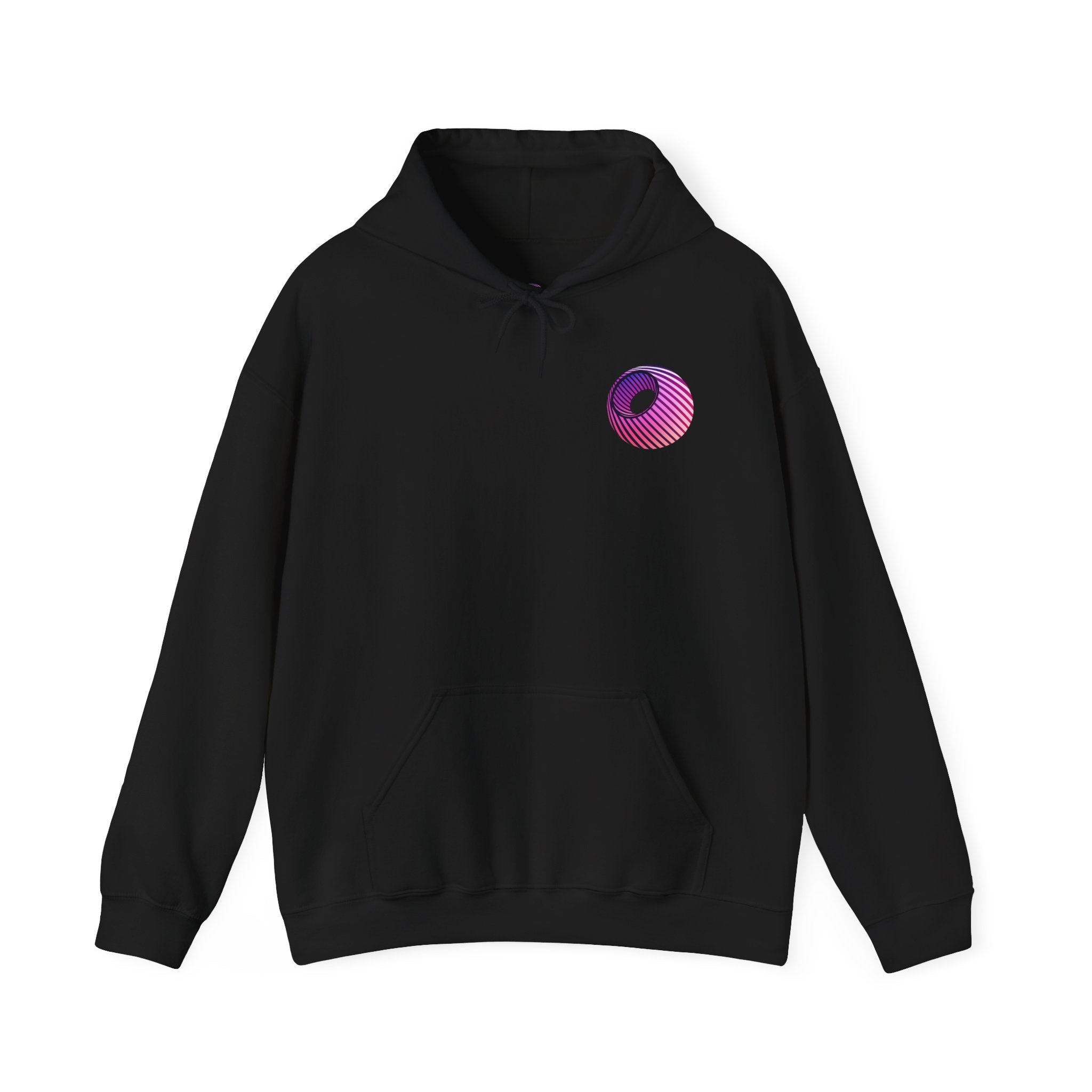 Last Vision Gradient Orb Hoodie — Retro Vaporwave Logo Pullover