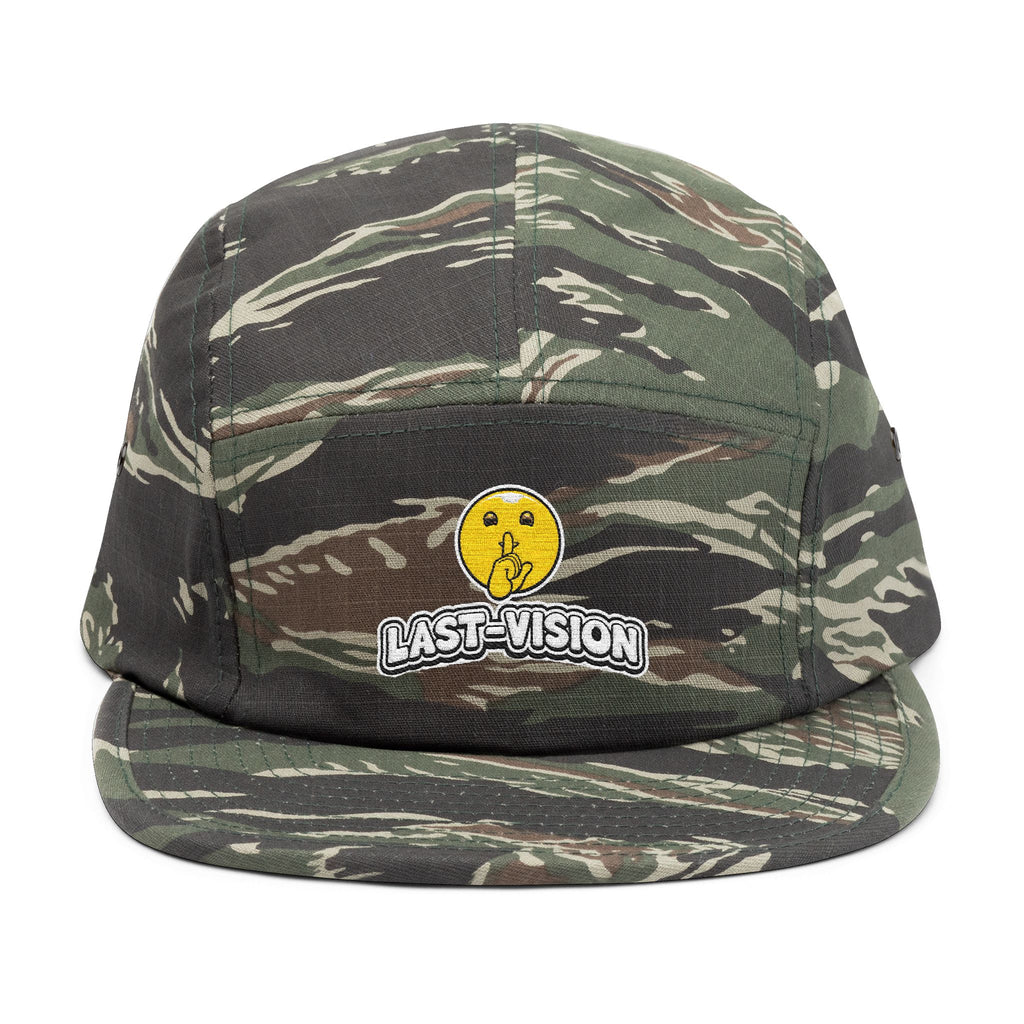 Last Vision Embroidered 5-Panel Cap — Retro Smiley Patch