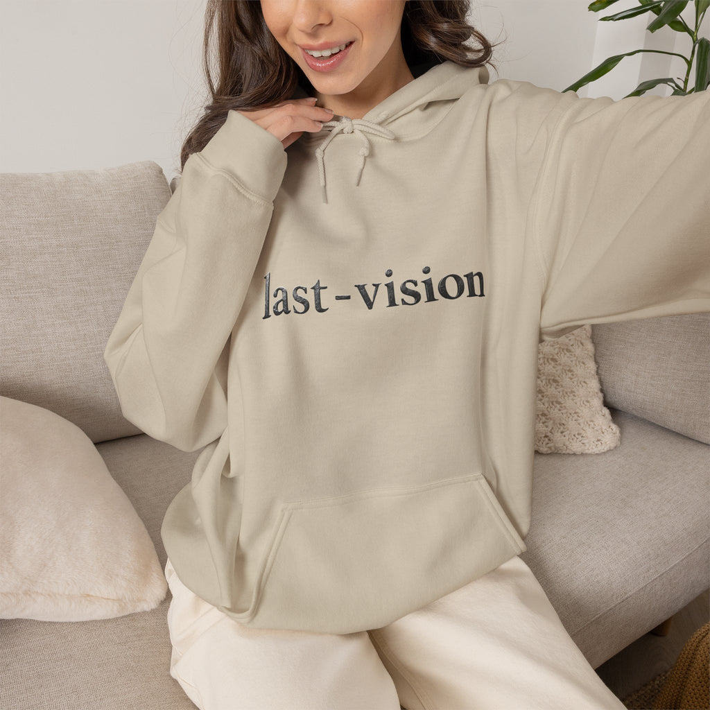 Last-Vision Minimalist Hoodie — Monochrome Logo Pullover