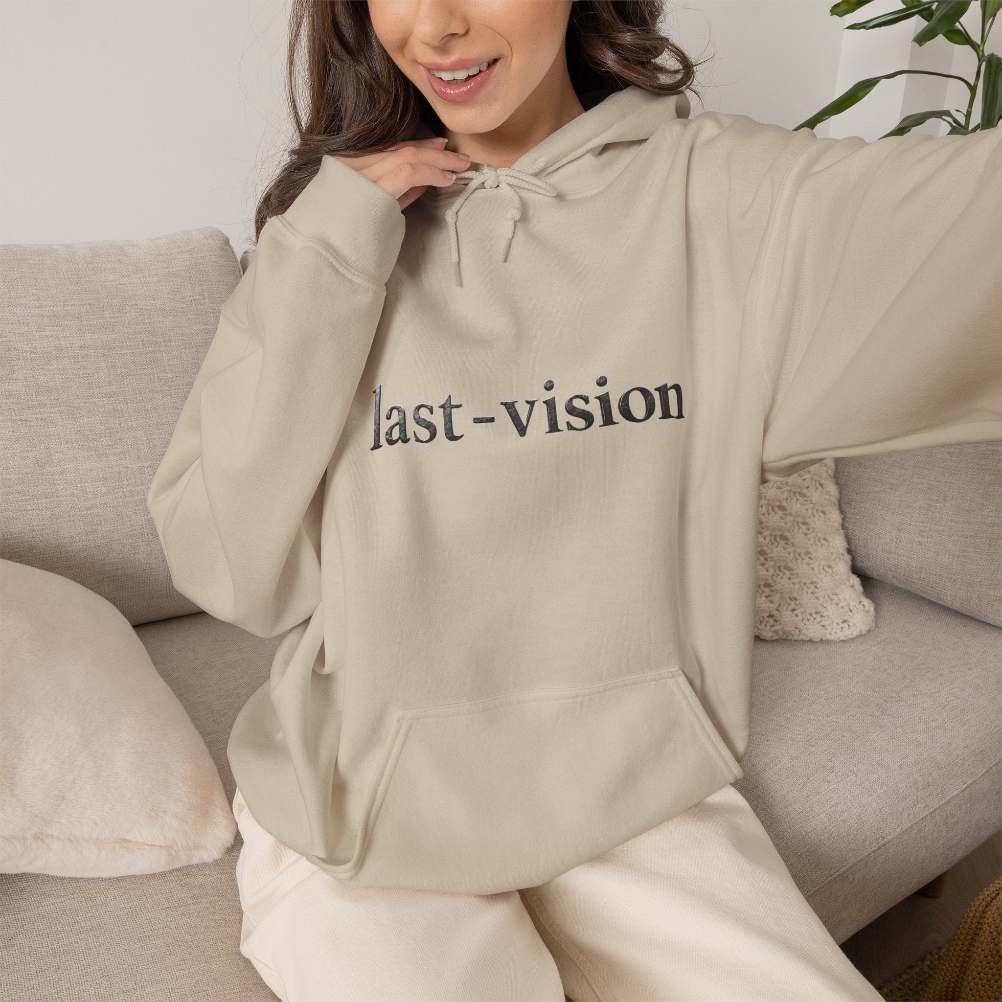 Last-Vision Minimalist Hoodie — Monochrome Logo Pullover