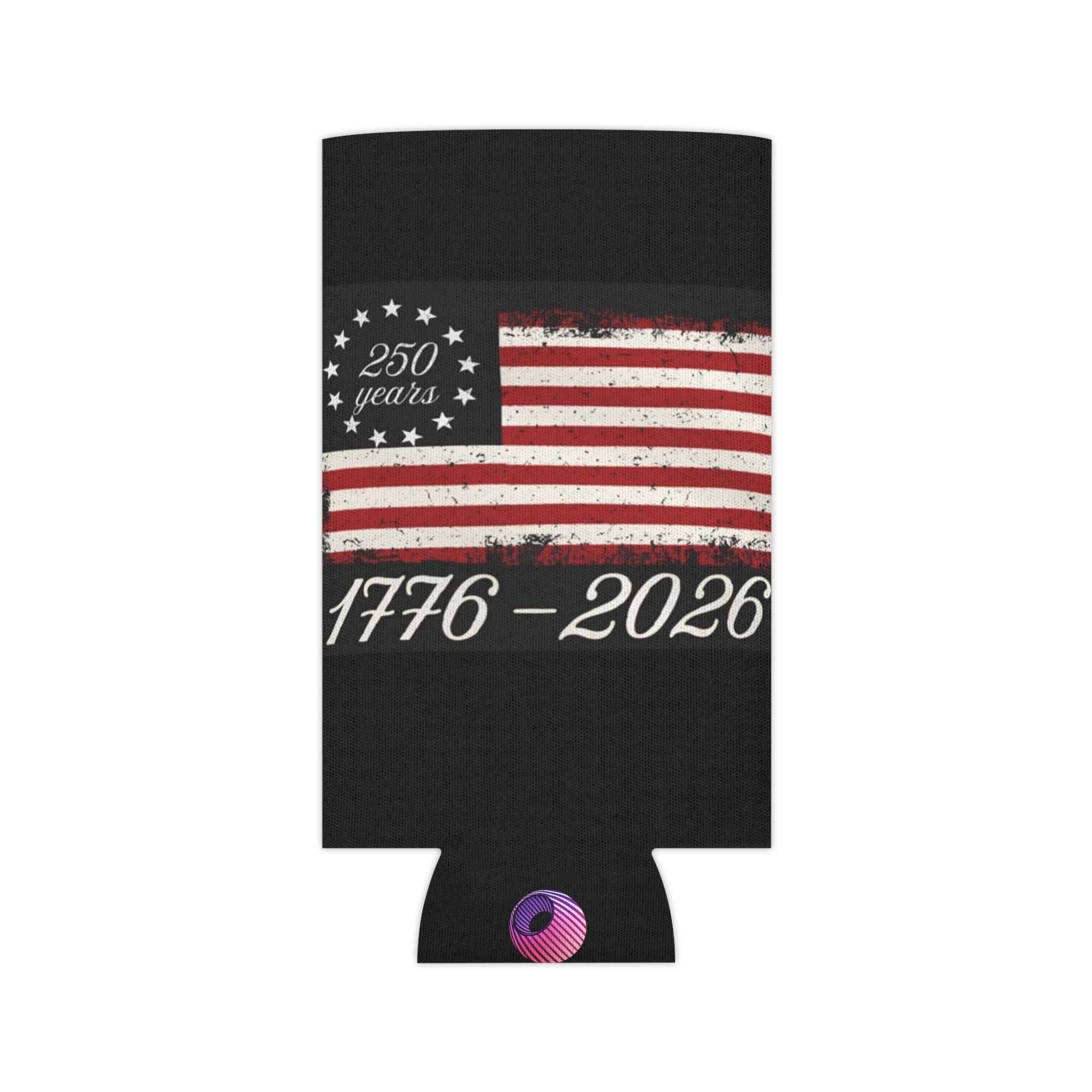 250 Years American Flag Can Cooler – 1776-2026 Patriotic Koozie
