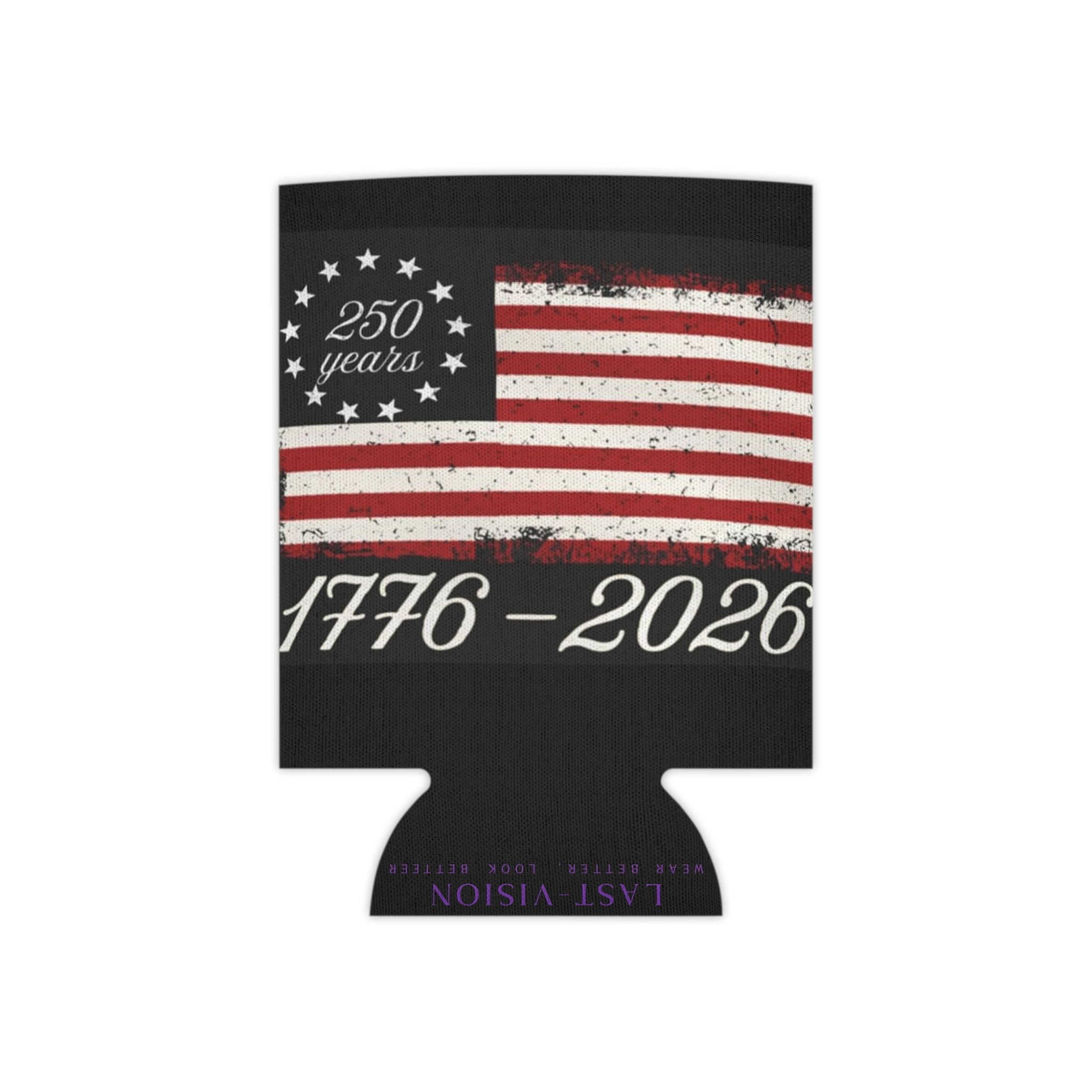 250 Years American Flag Can Cooler – 1776-2026 Patriotic Koozie