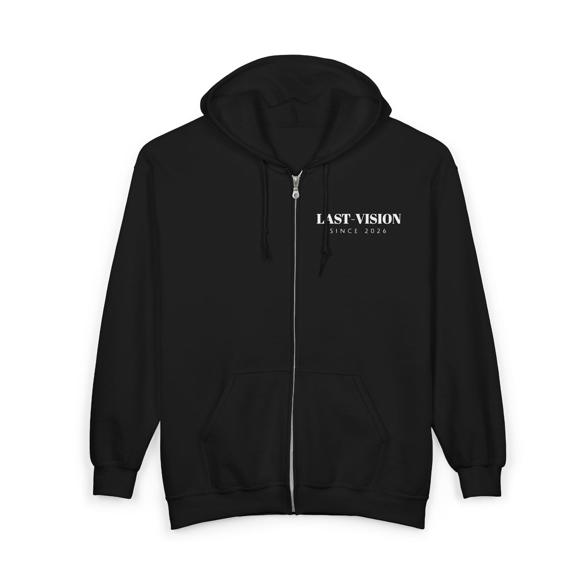 Last Vision Globe Zip Hoodie — Retro Tech Graphic Full-Zip Sweatshirt