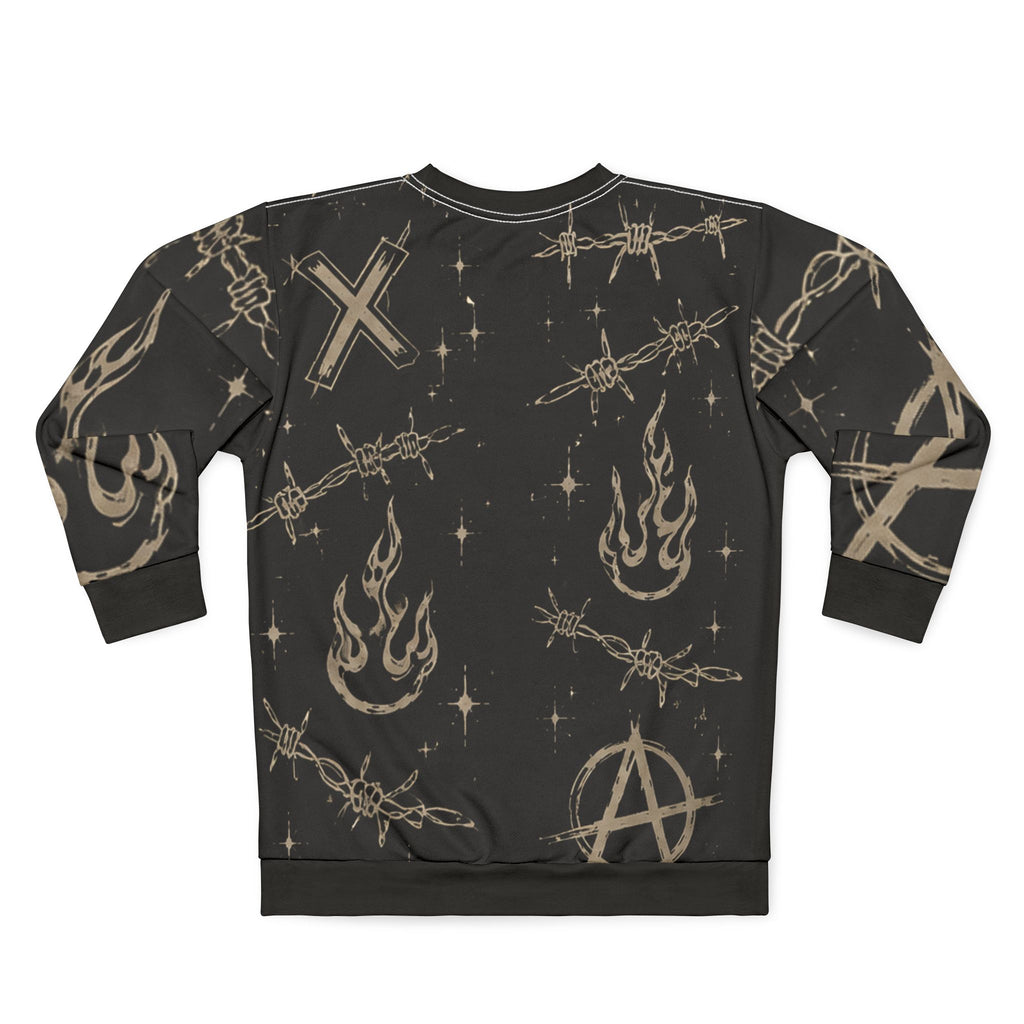 Nothing Lasts Forever Graphic Sweatshirt — Gothic Angel, Anarchy & Barbed Wire Design