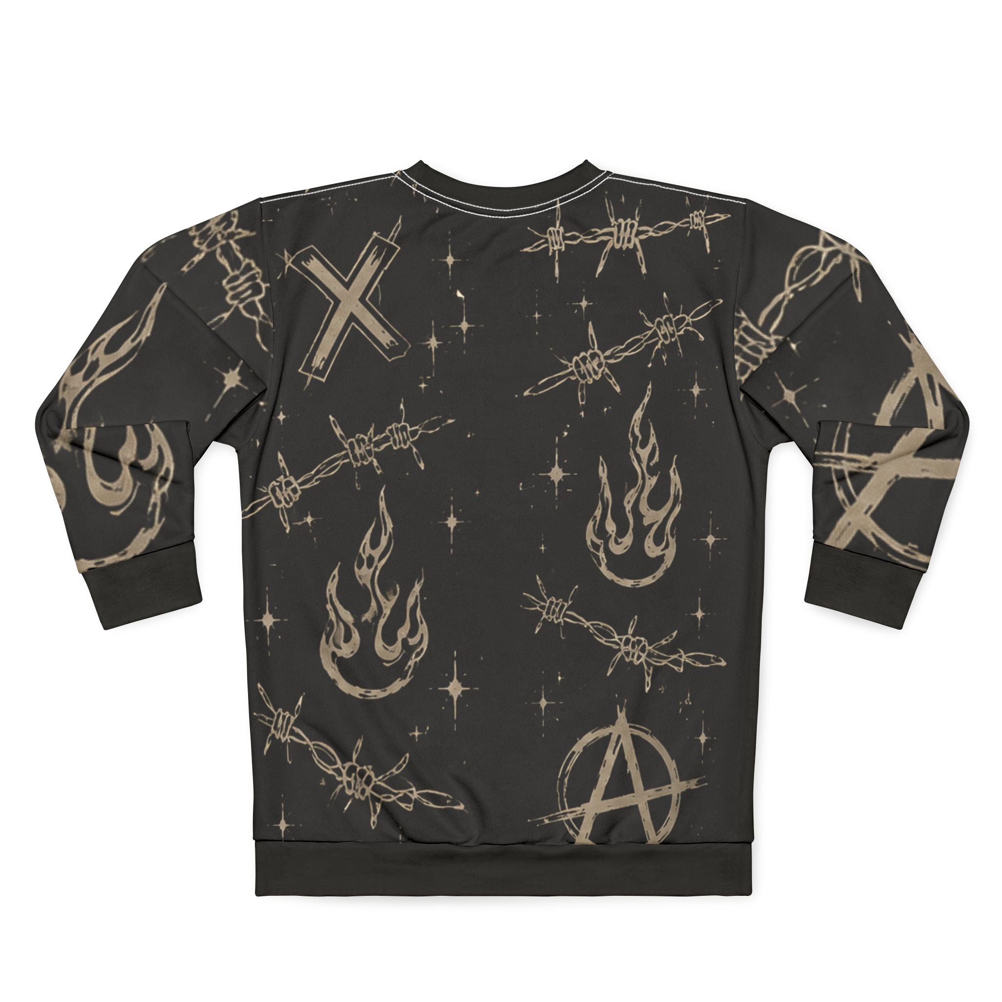 Nothing Lasts Forever Graphic Sweatshirt — Gothic Angel, Anarchy & Barbed Wire Design