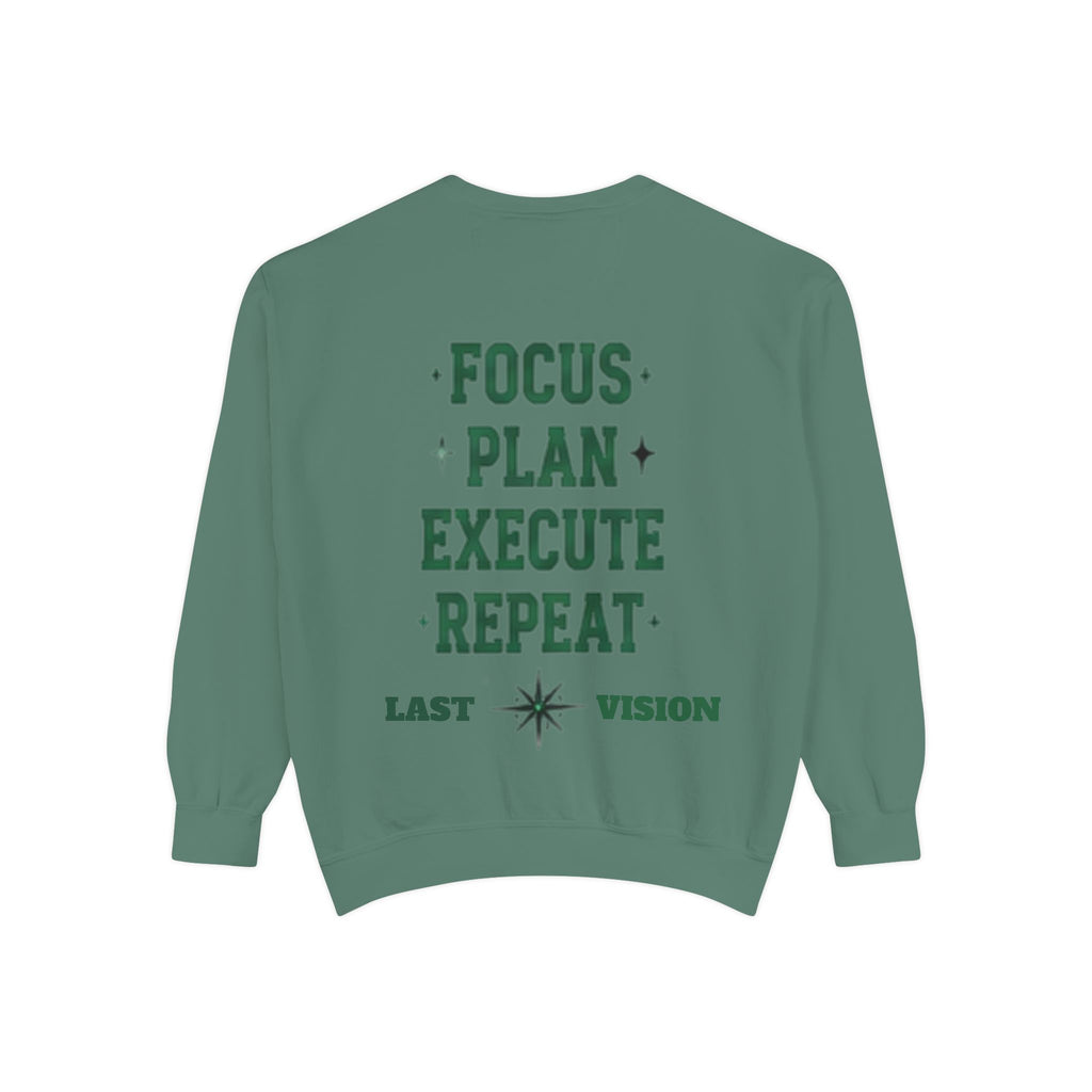 Discipline Sweatshirt — 'Discipline' Angel Graphic with 'Focus Plan Execute Repeat' Motivational Back
