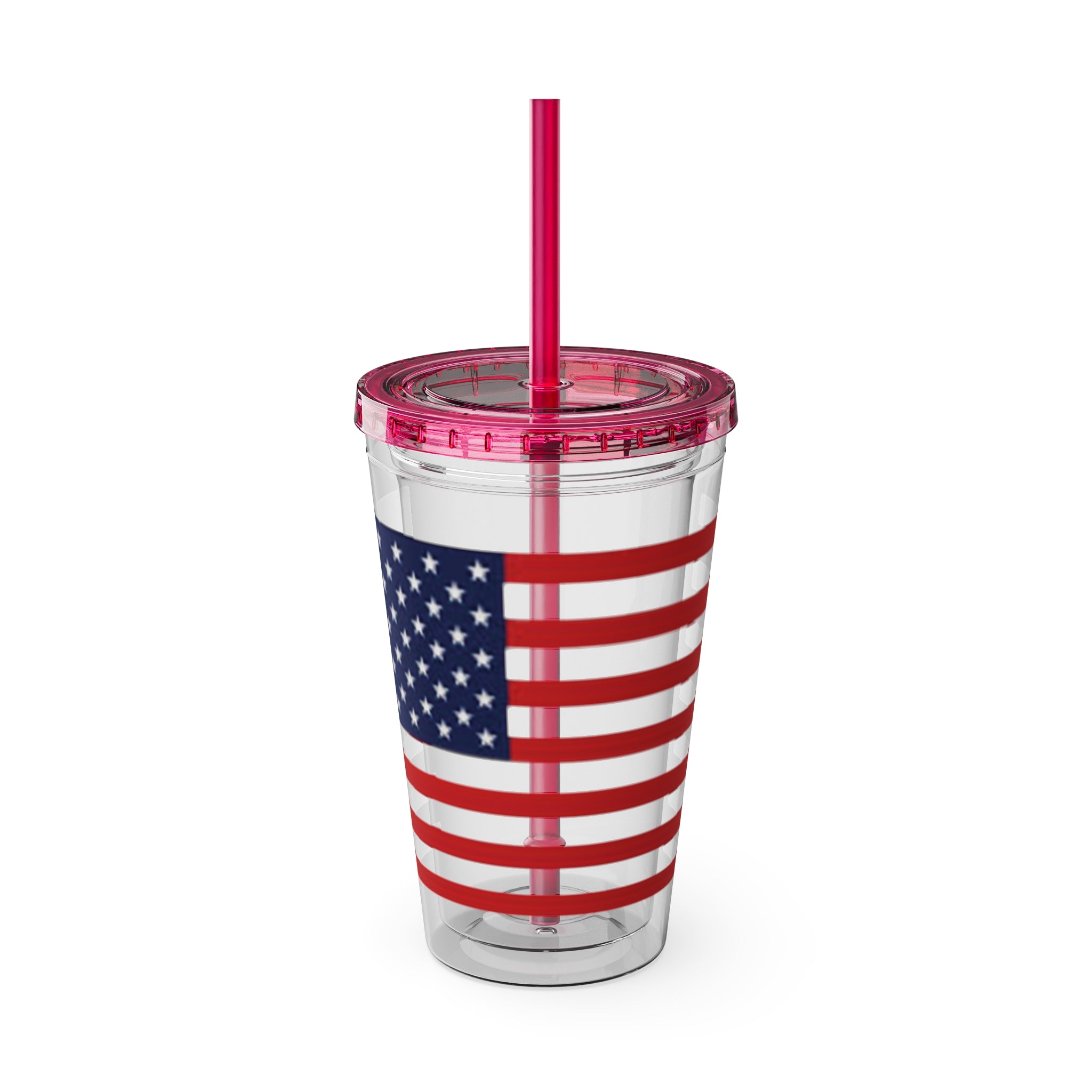 American Flag 16oz Tumbler with Straw – Patriotic USA Travel Cup