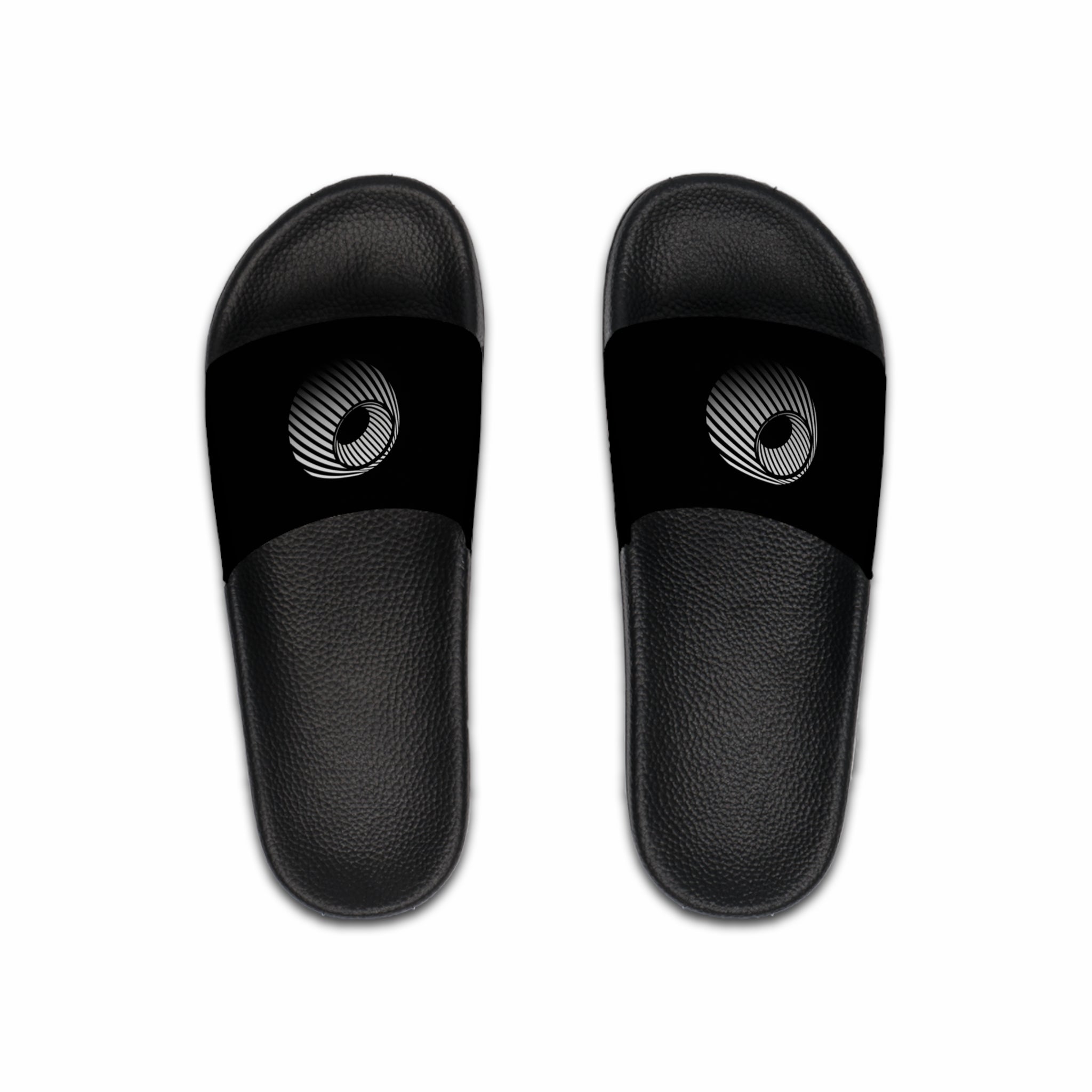 Men's Black Slide Sandals — 'Last Vision' Gradient Logo Slides