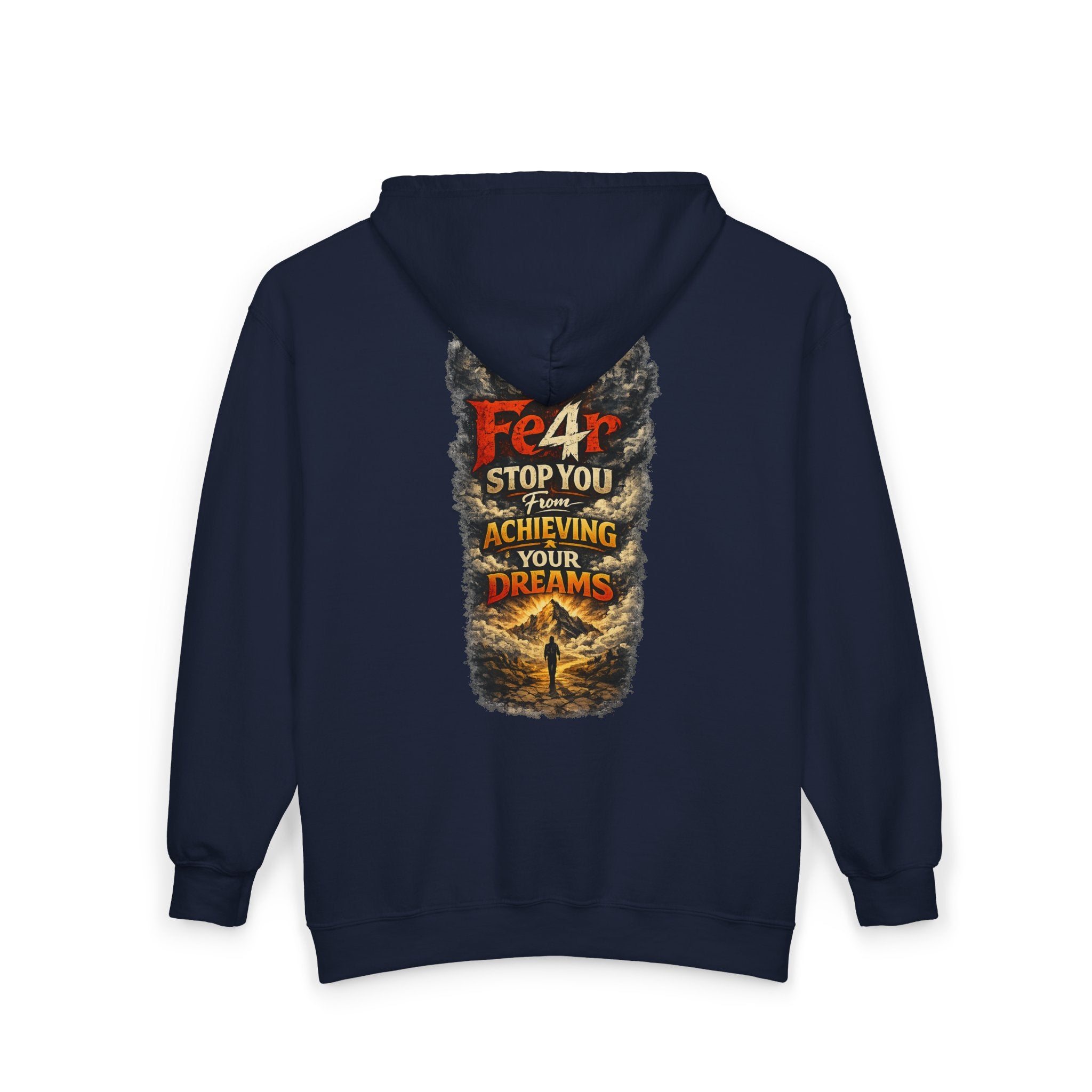 Full-Zip Hoodie — "Never Fear" Inspirational "Don't Let Fear Stop You" Motivational Zip-Up