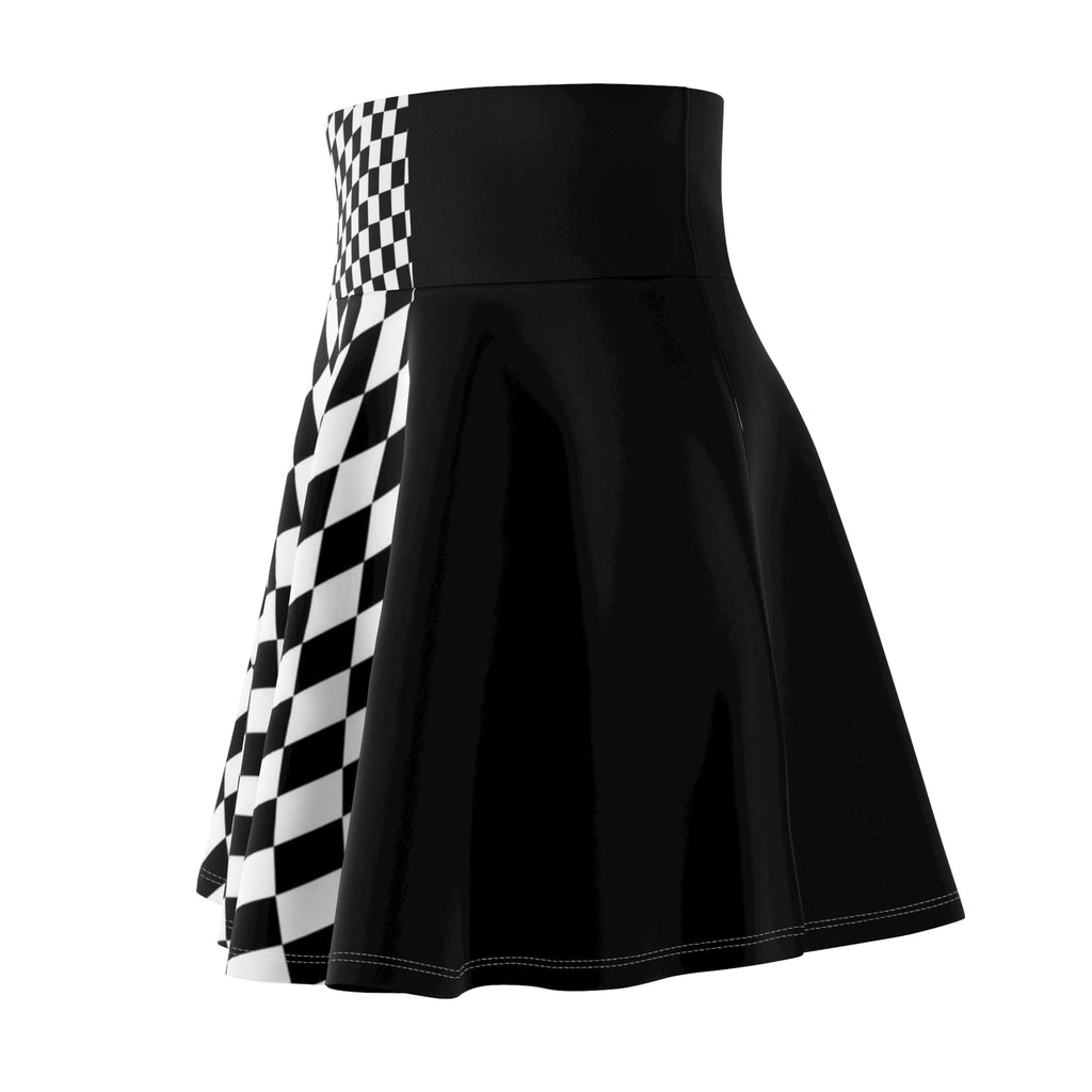 Checkerboard Contrast Skirt — Black & White Retro Pattern
