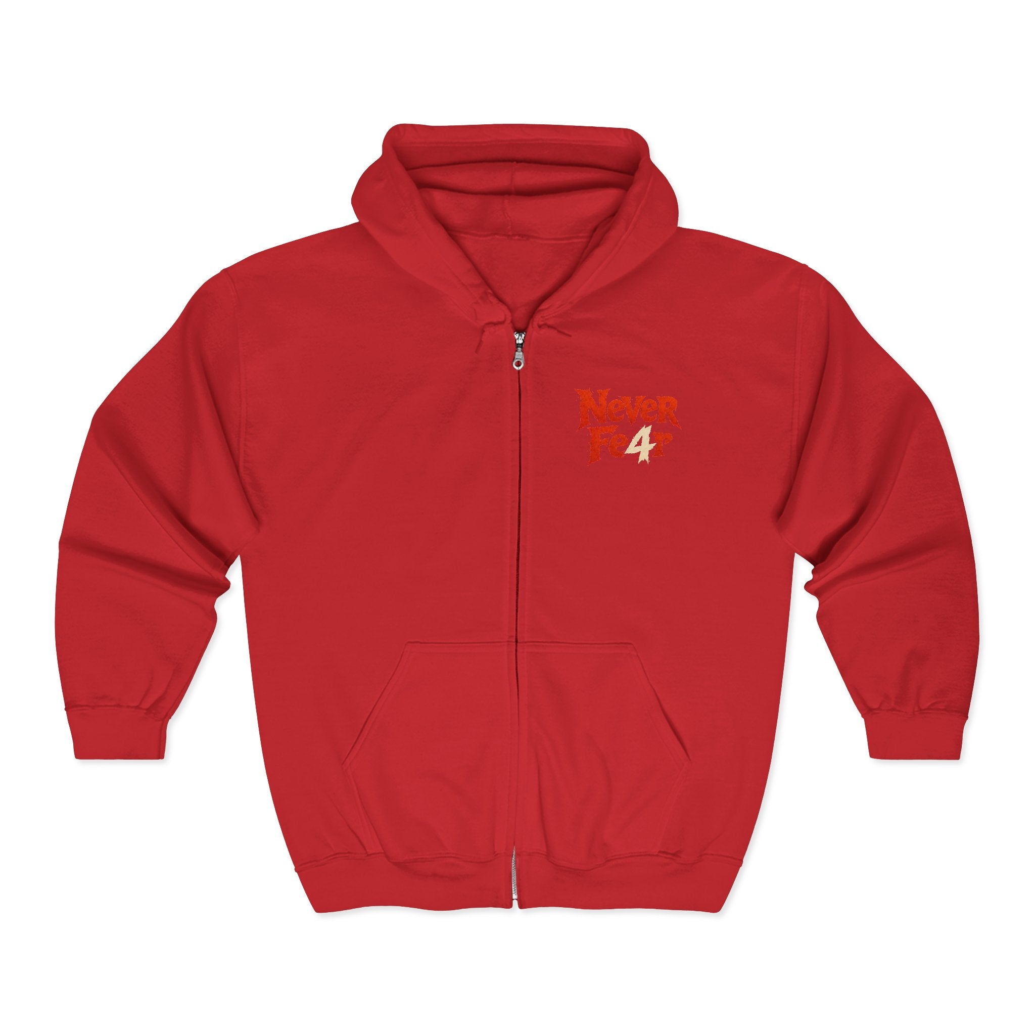 Full-Zip Hoodie — "Never Fear" Inspirational "Don't Let Fear Stop You" Motivational Zip-Up