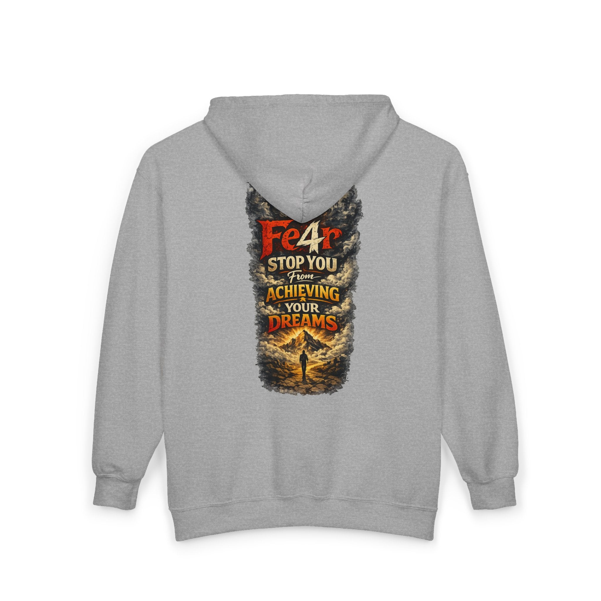 Full-Zip Hoodie — "Never Fear" Inspirational "Don't Let Fear Stop You" Motivational Zip-Up