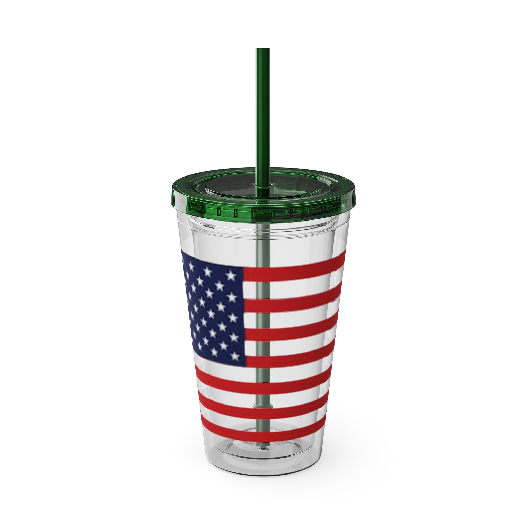 American Flag 16oz Tumbler with Straw – Patriotic USA Travel Cup