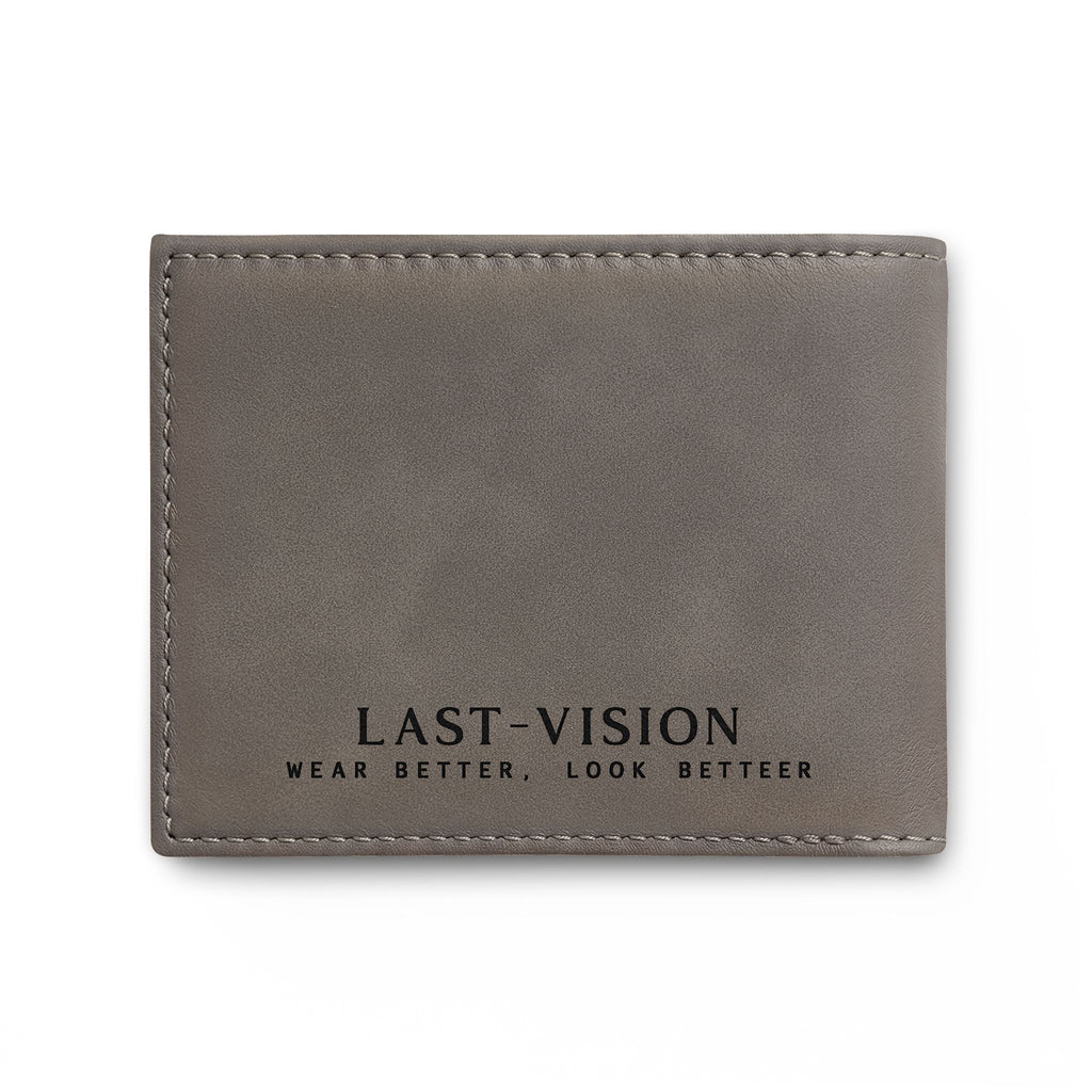 Bi-Fold Wallet — Minimal Leather Flip Wallet with "Last Vision" Logo