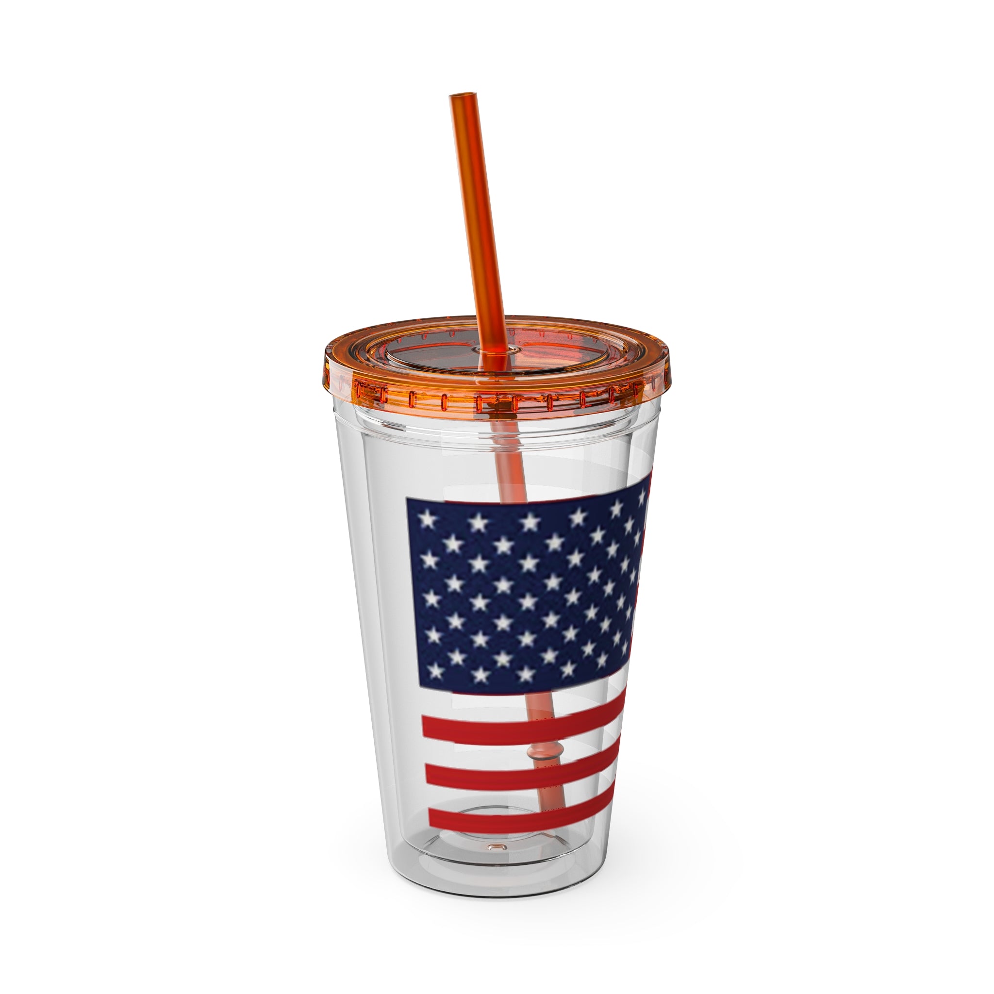 American Flag 16oz Tumbler with Straw – Patriotic USA Travel Cup