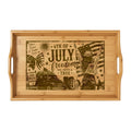 4th of July Bamboo Serving Tray — Engraved Patriotic Independence Day Design